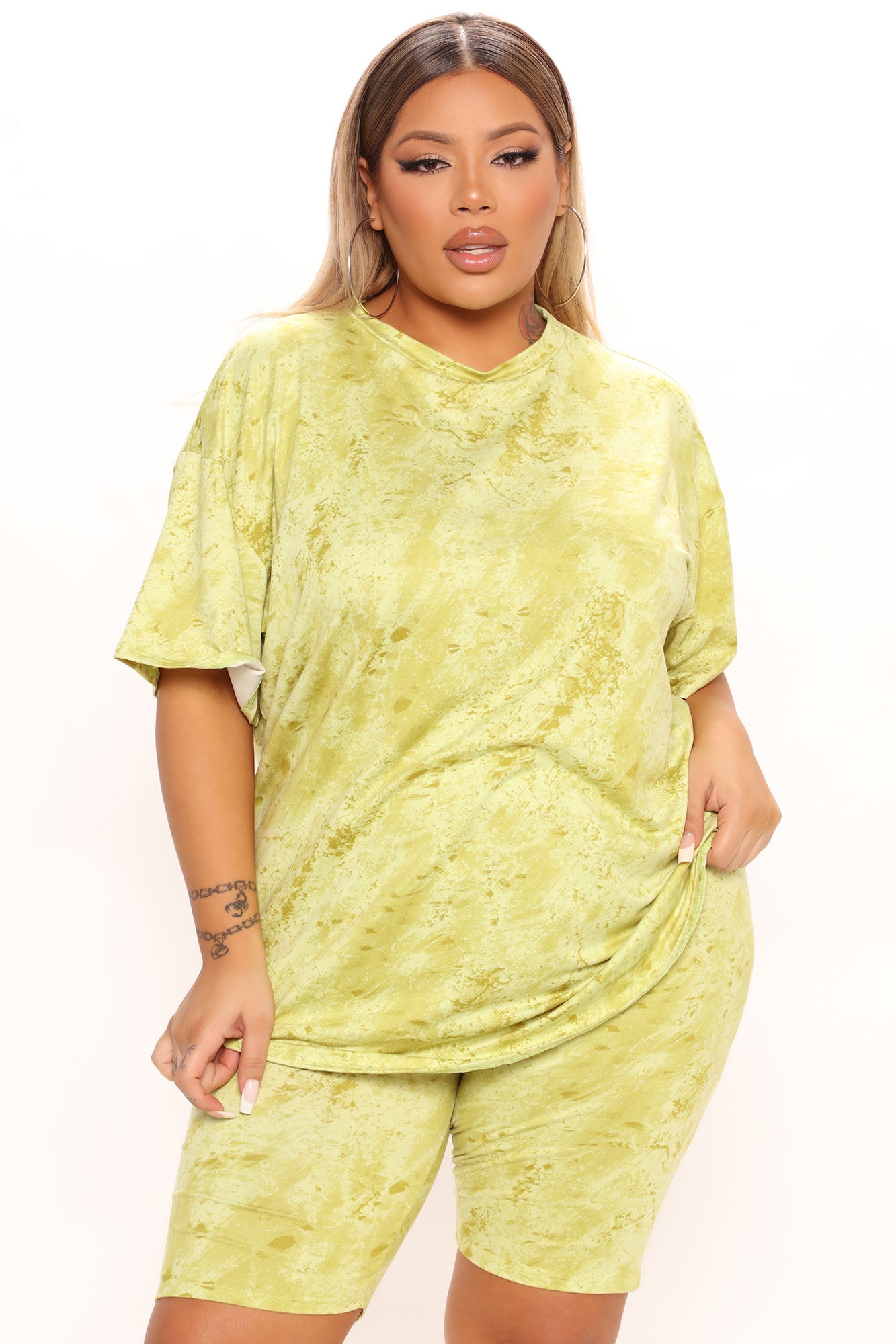 Chelsea Biker Short Set - Lime - Image 6