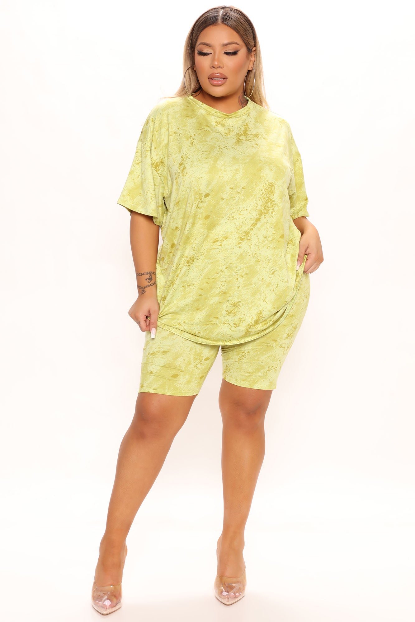 Chelsea Biker Short Set - Lime - Image 5