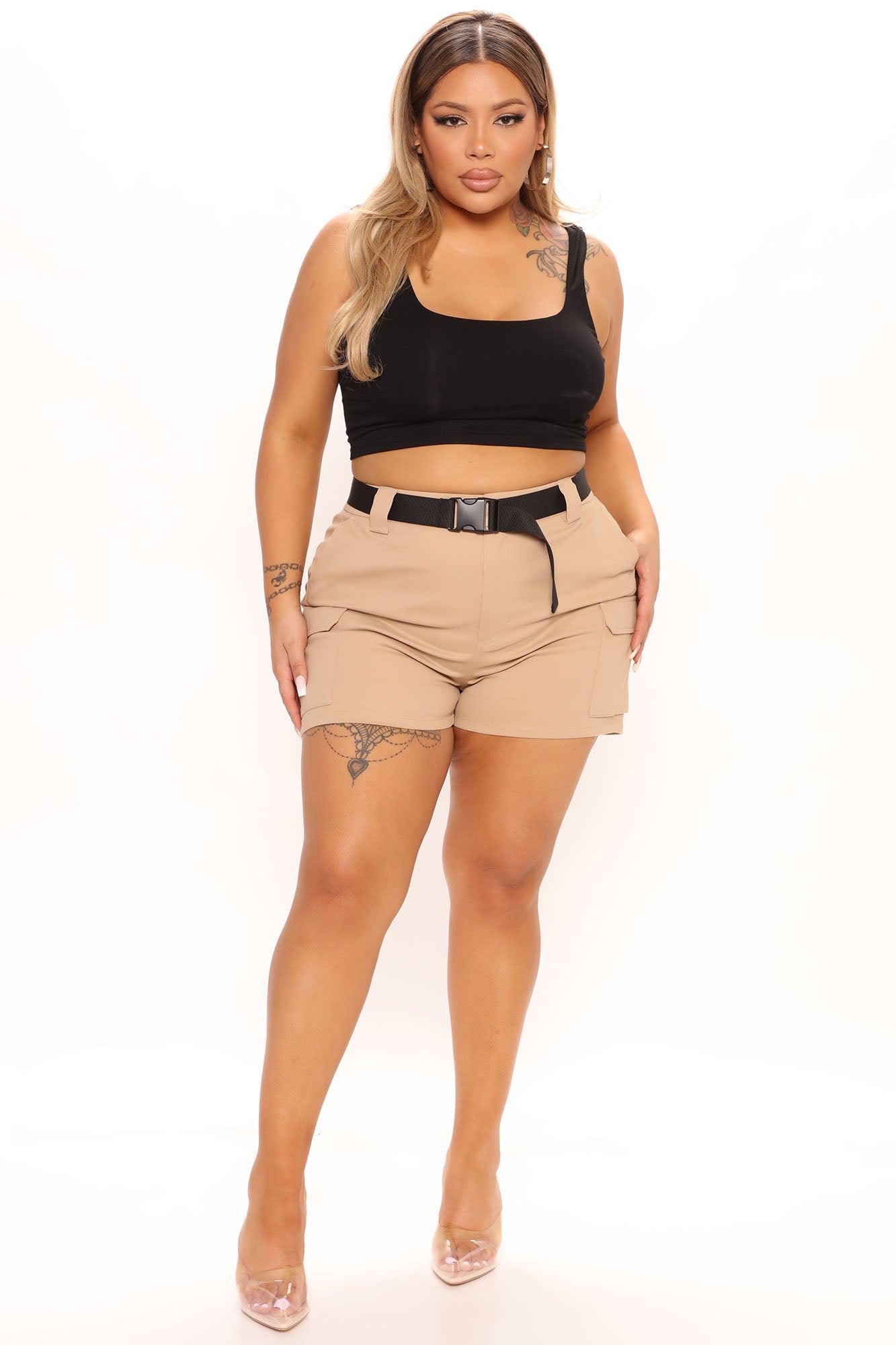 Buckle Up Cargo Shorts - Khaki - Image 5