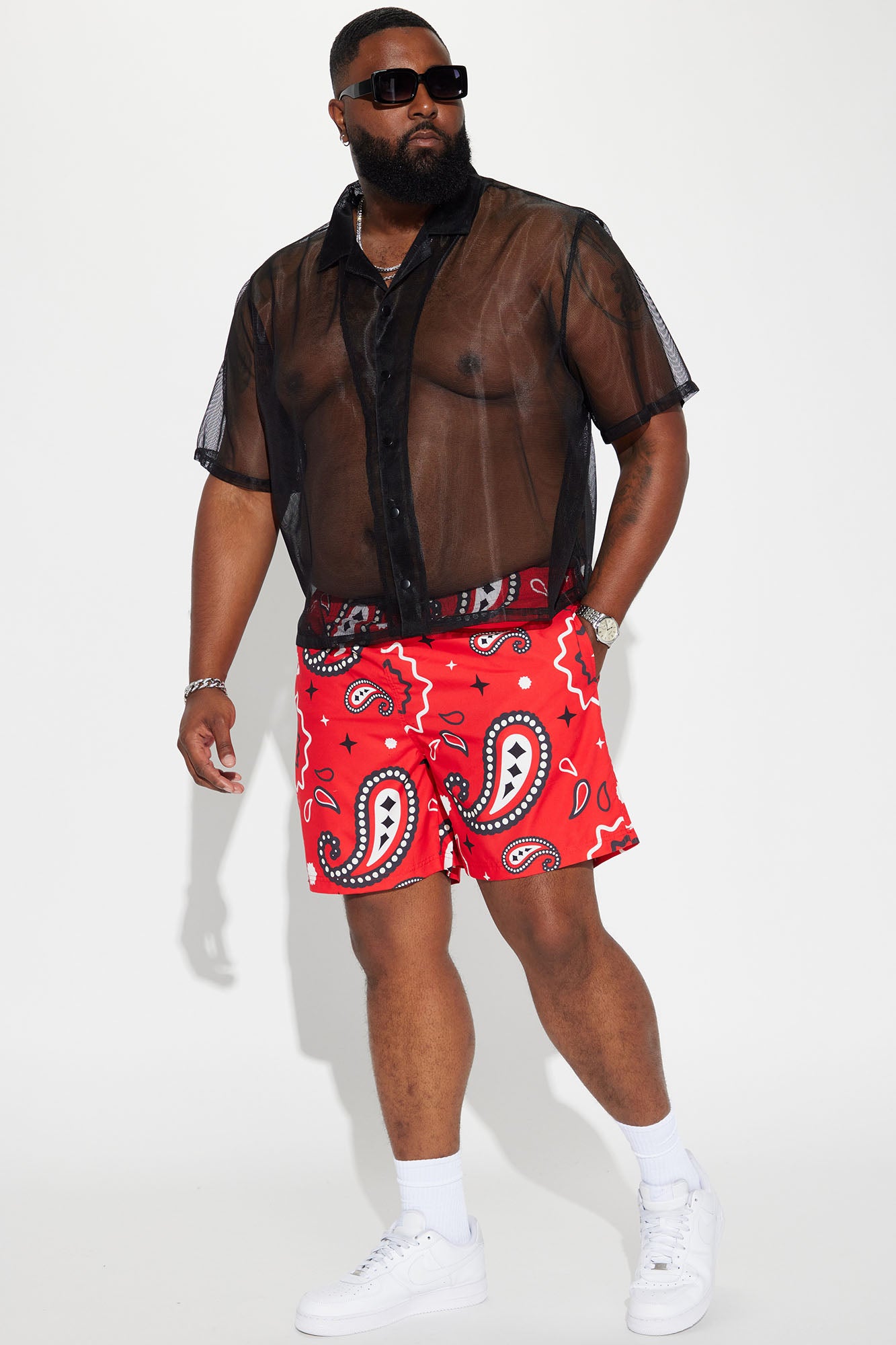 Let's Get Paisley Swim Classic Trunk - Red - Image 5