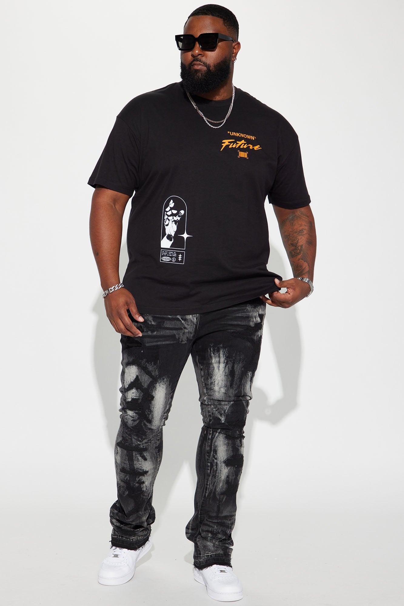 No Cap Stacked Skinny Flare Jeans - Black Wash - Image 6