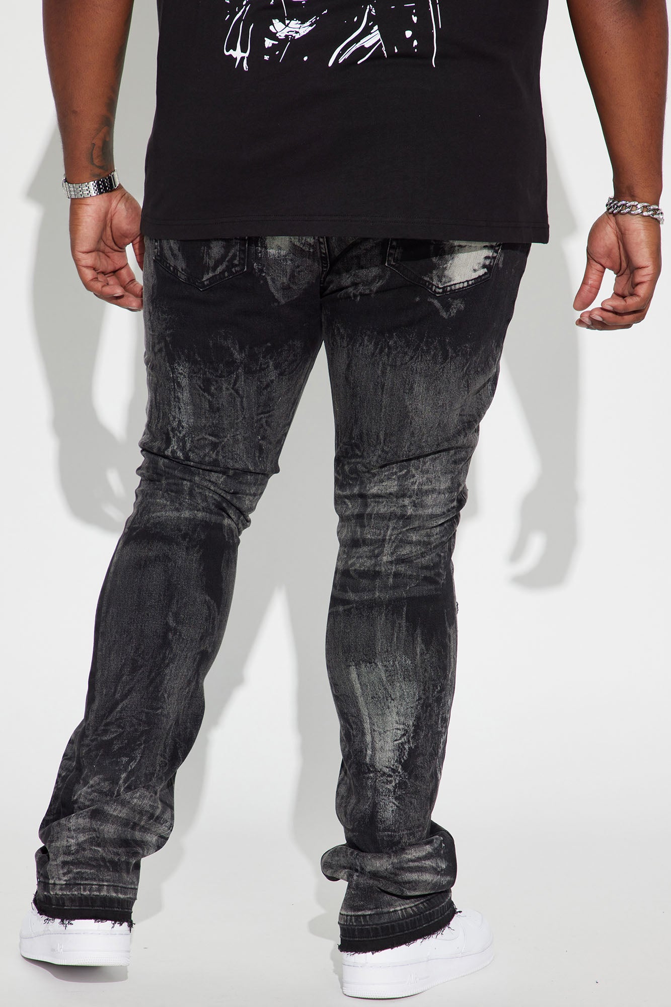 No Cap Stacked Skinny Flare Jeans - Black Wash - Image 7