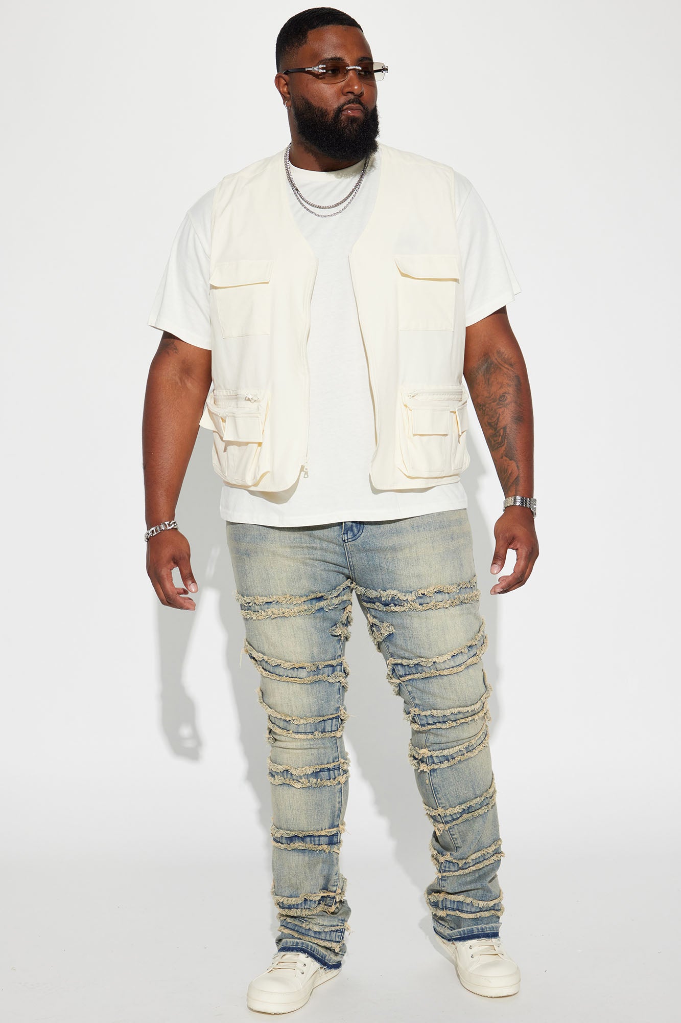 About Fray Stacked Skinny Flare Jeans - Vintage Blue Wash - Image 6