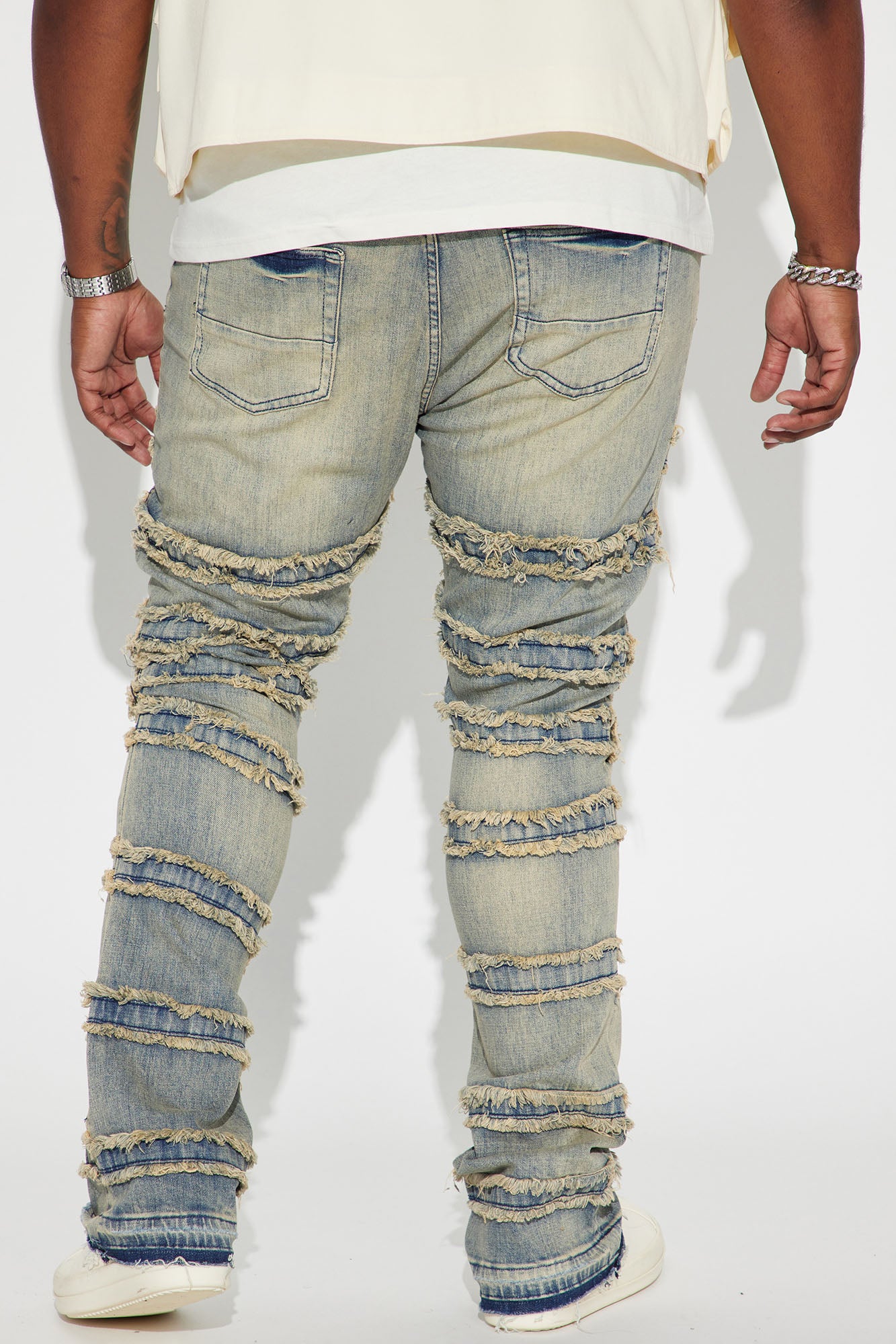 About Fray Stacked Skinny Flare Jeans - Vintage Blue Wash - Image 7