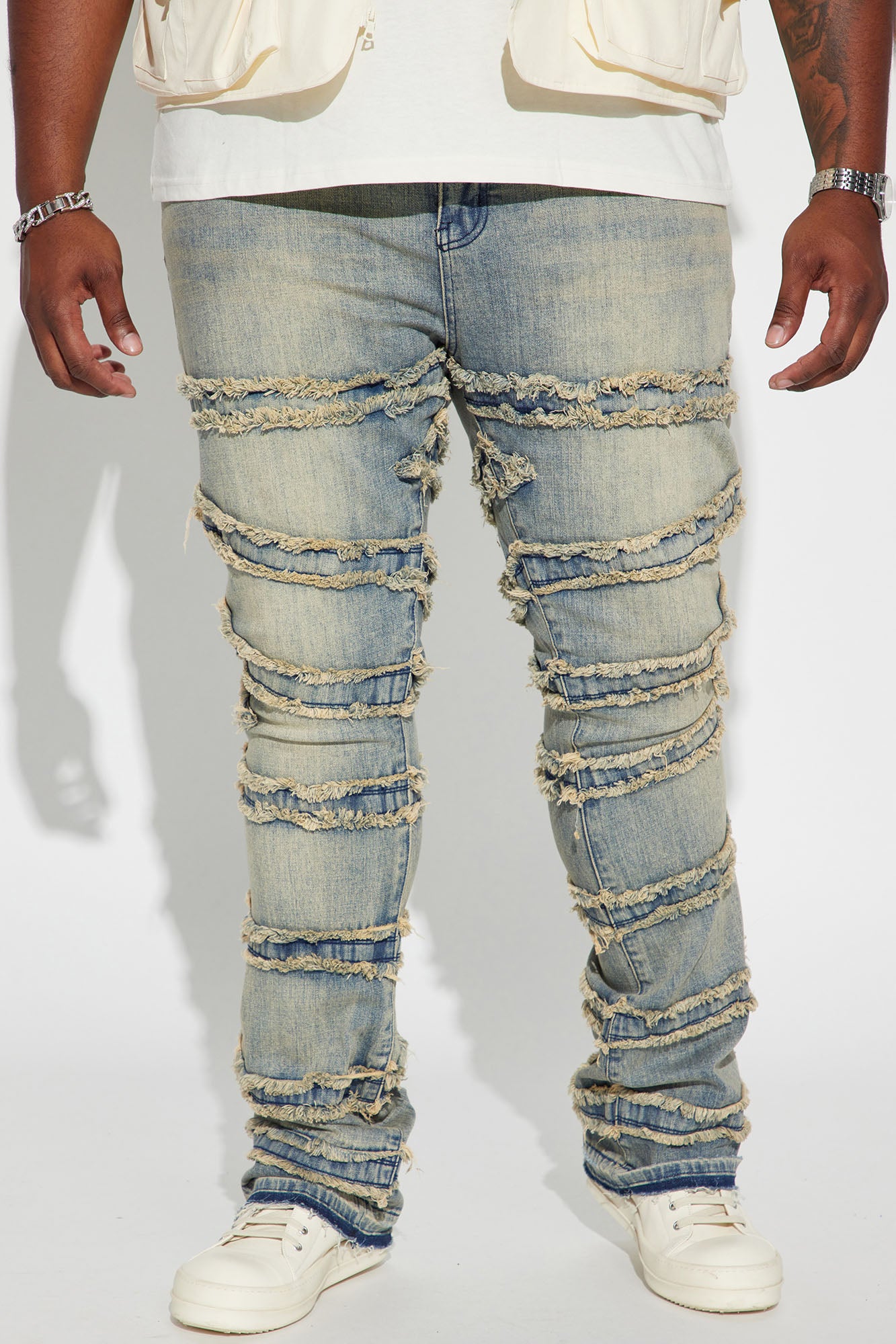 About Fray Stacked Skinny Flare Jeans - Vintage Blue Wash - Image 3