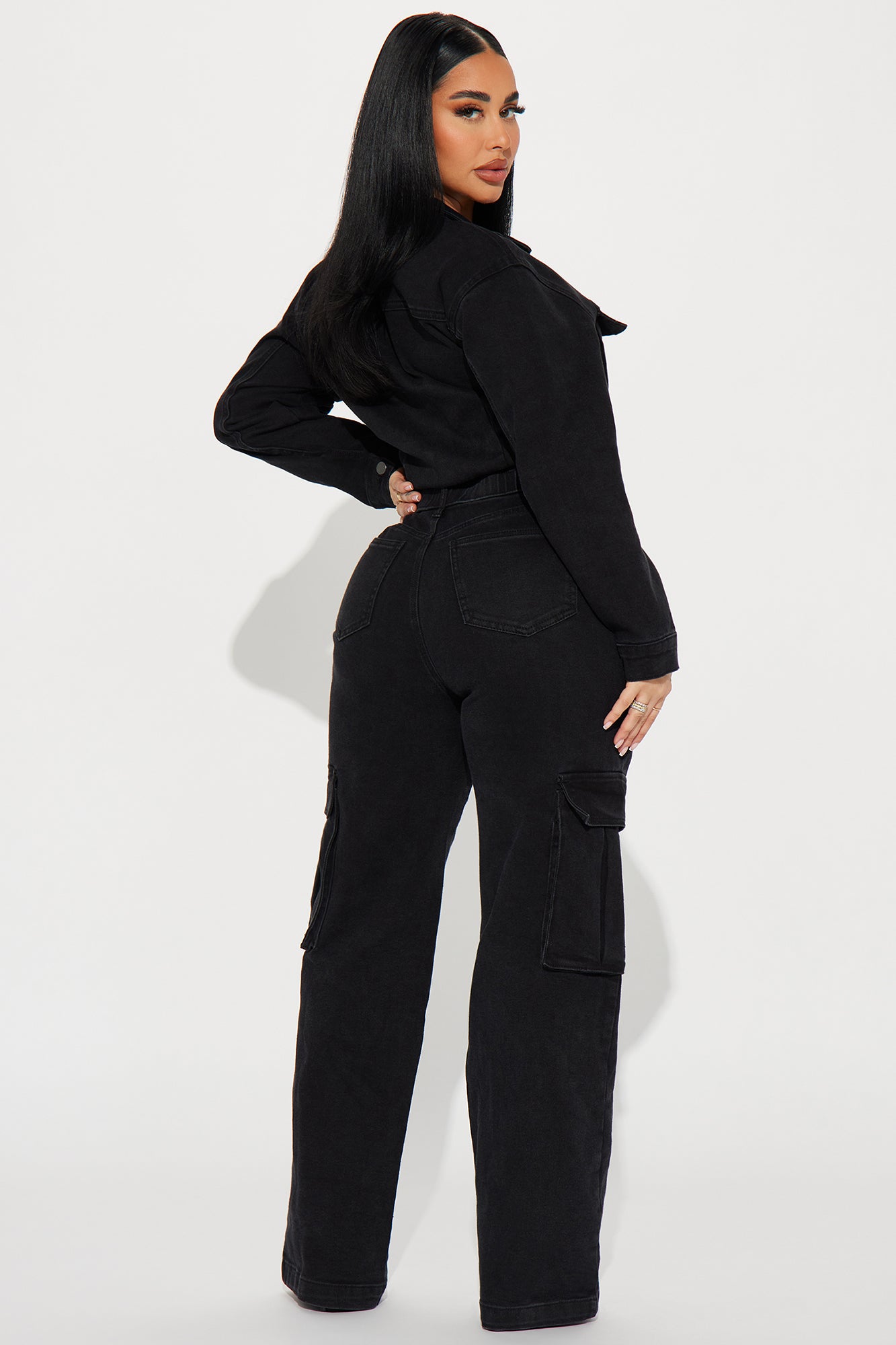 Stunning Allure Denim Jumpsuit - Black - Image 3
