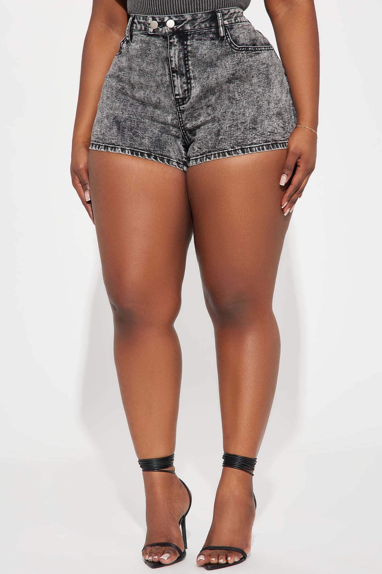 Not Soon Enough Stretch Denim Shorts - Black Wash - Image 4