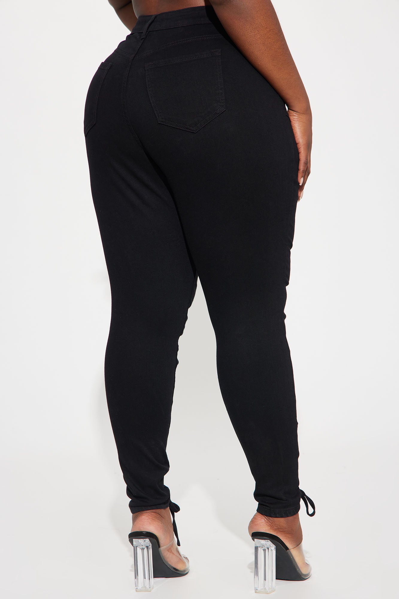 Bottle Service Lace Up Skinny Jeans - Black - Image 6
