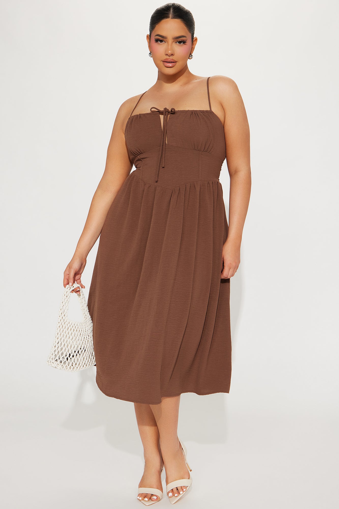 Amalfi Summer Midi Dress - Chocolate - Image 5