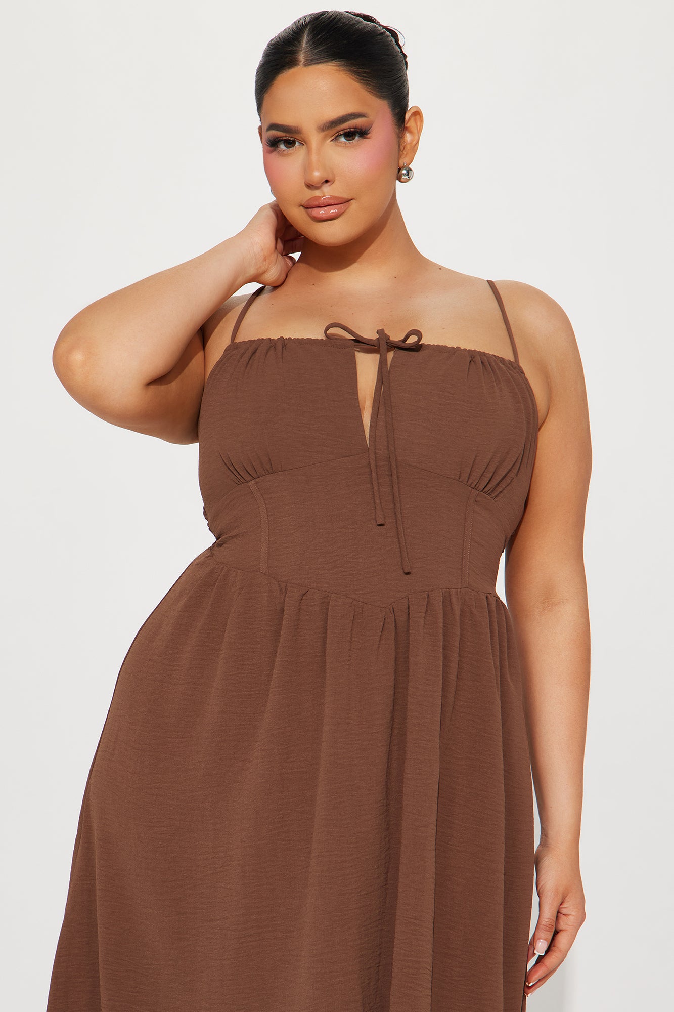 Amalfi Summer Midi Dress - Chocolate - Image 6