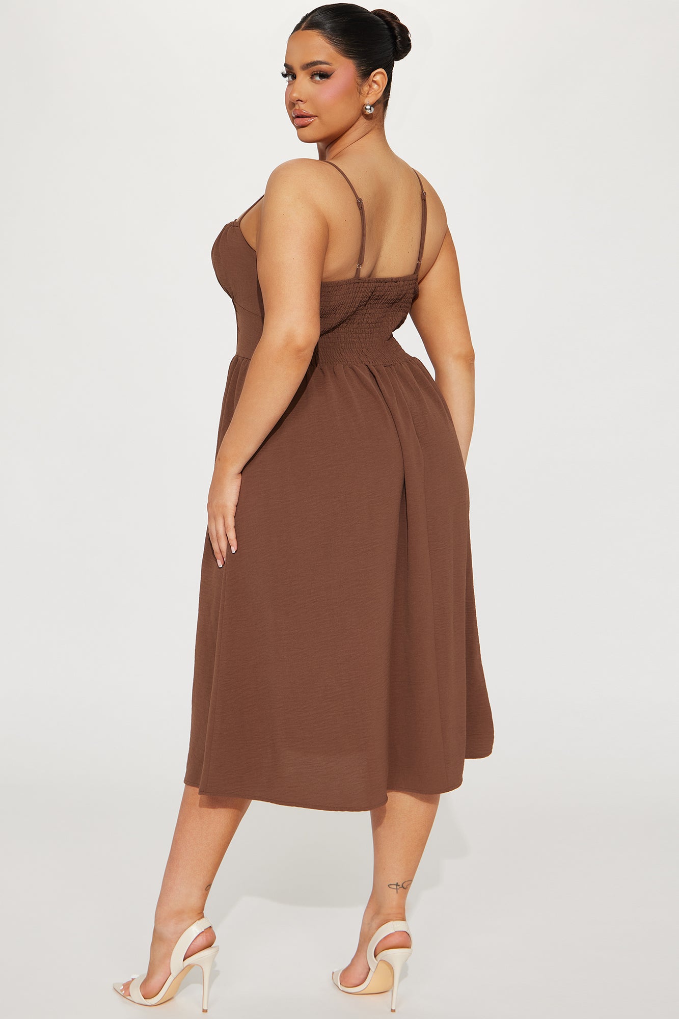 Amalfi Summer Midi Dress - Chocolate - Image 4