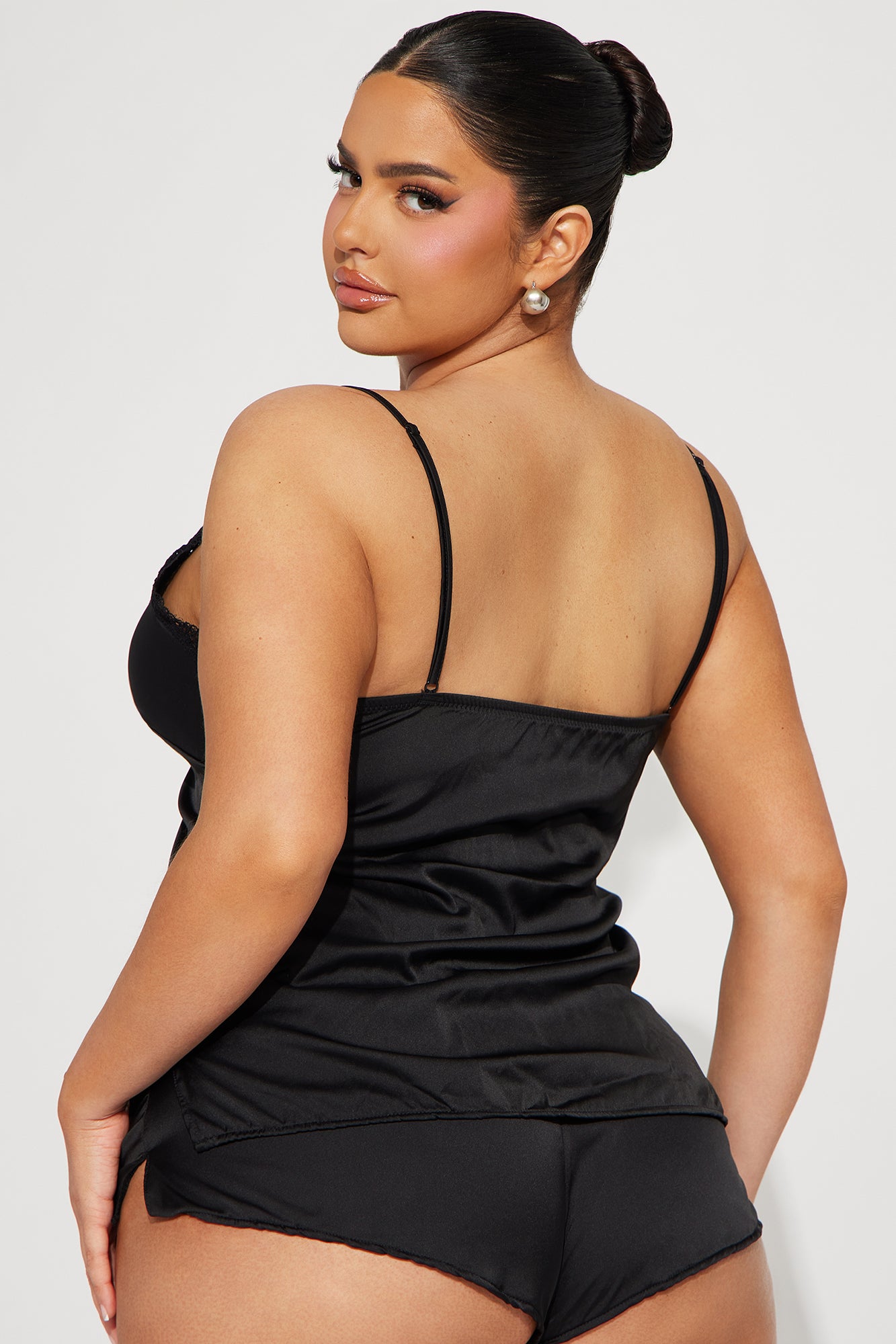 Wake Me Up Satin PJ Short Set - Black - Image 6