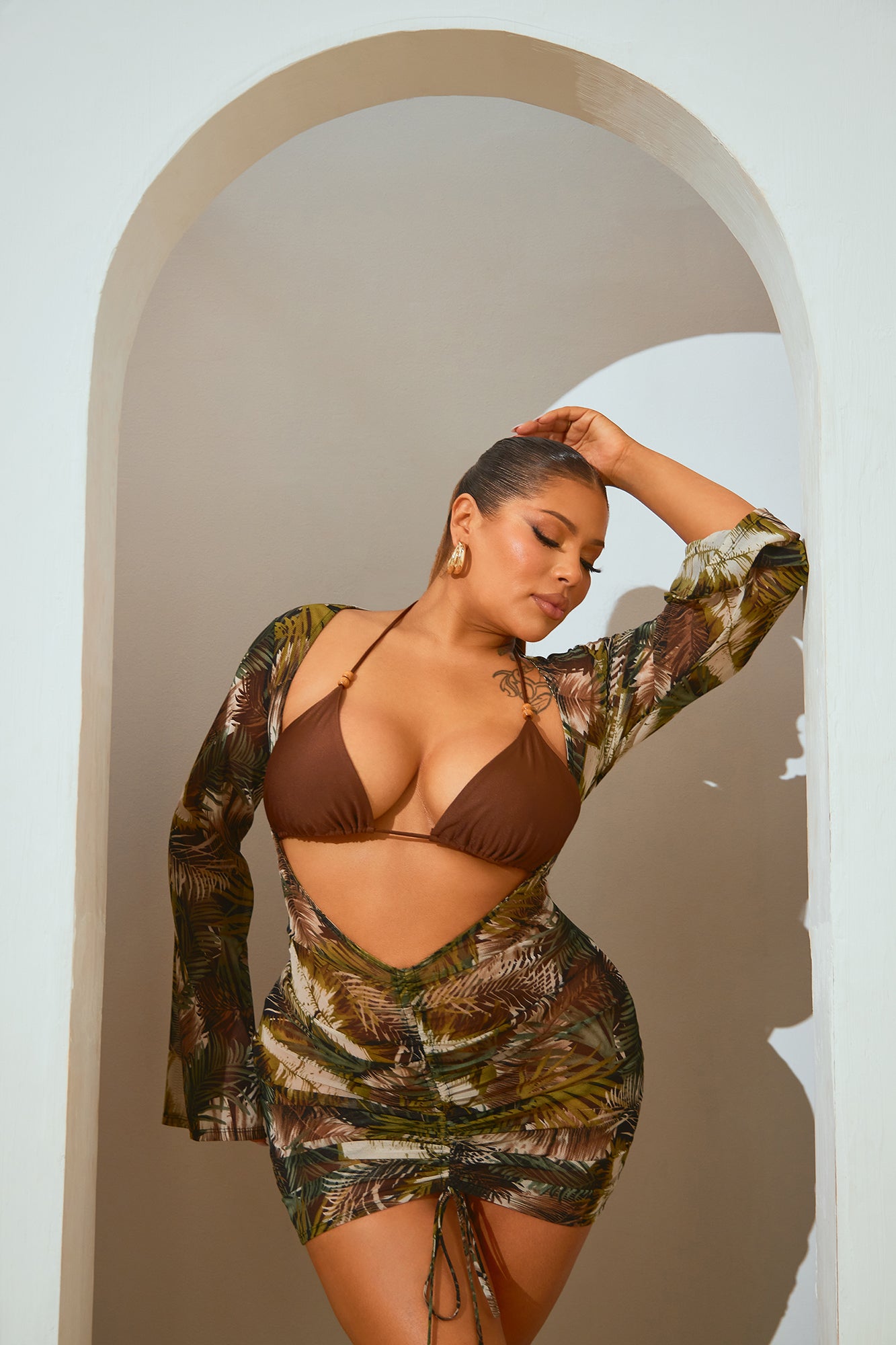 Jungle Beach 3 Piece Bikini Set - Brown/combo - Image 9
