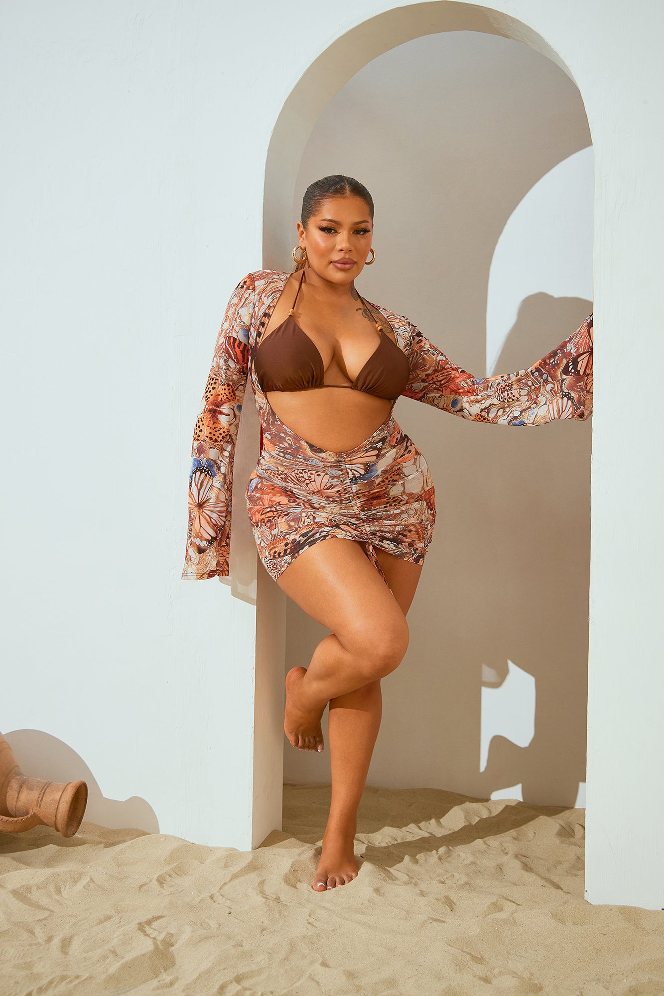 Jungle Beach 3 Piece Bikini Set - Mocha/combo - Image 5
