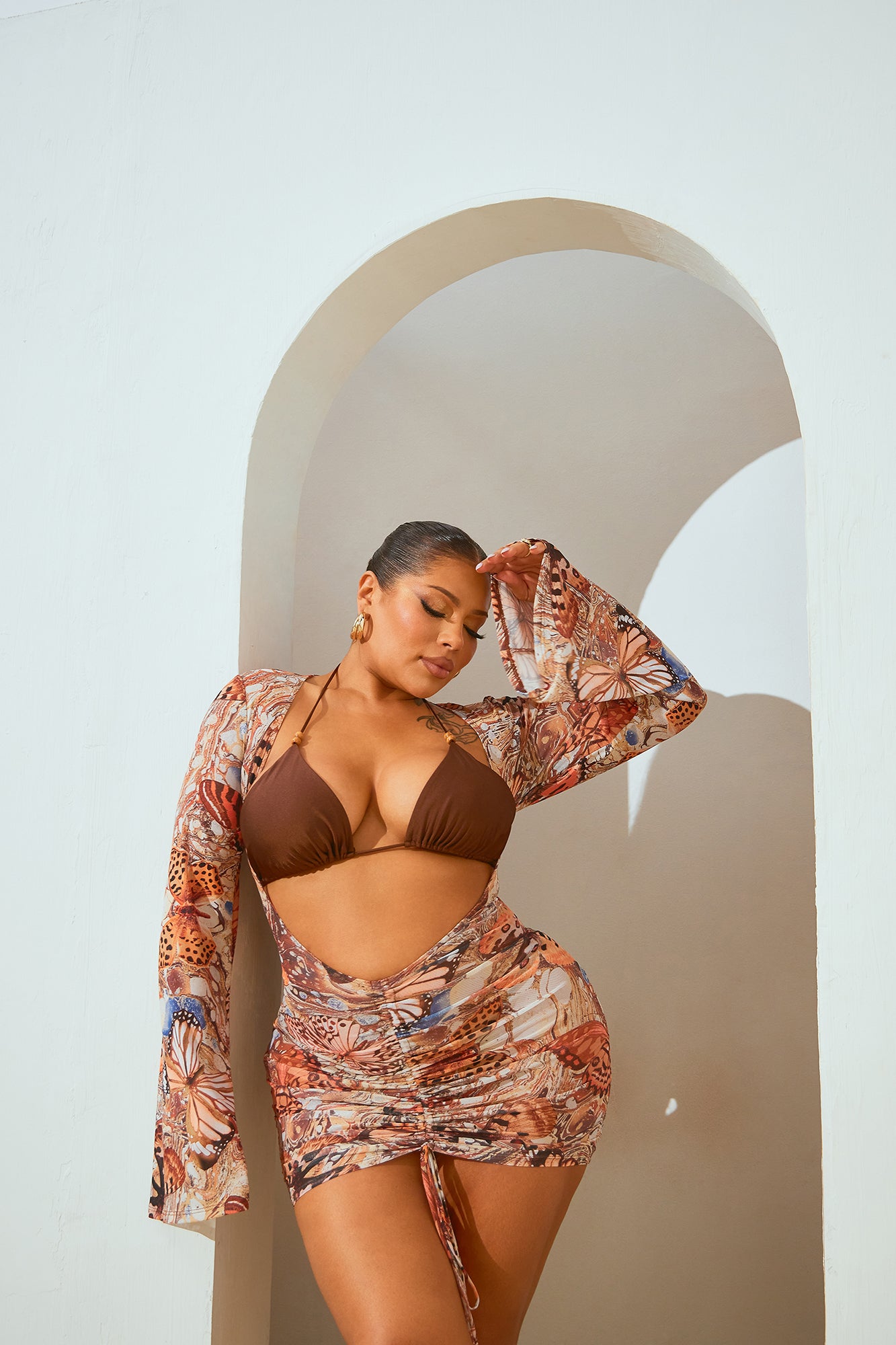 Jungle Beach 3 Piece Bikini Set - Mocha/combo - Image 8