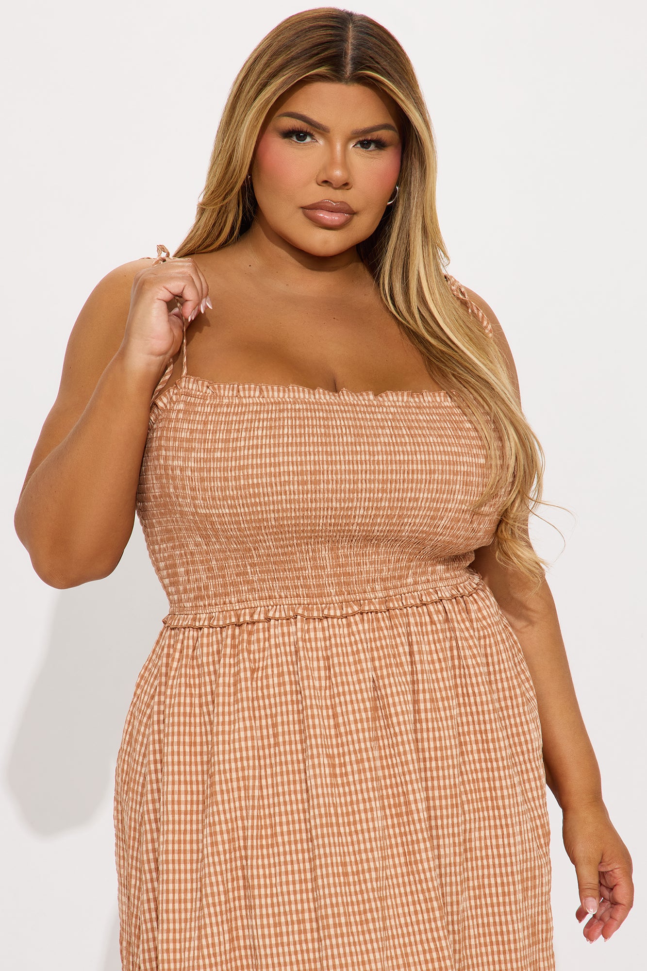 Sun Beam Smocked Midi Dress - Taupe - Image 5