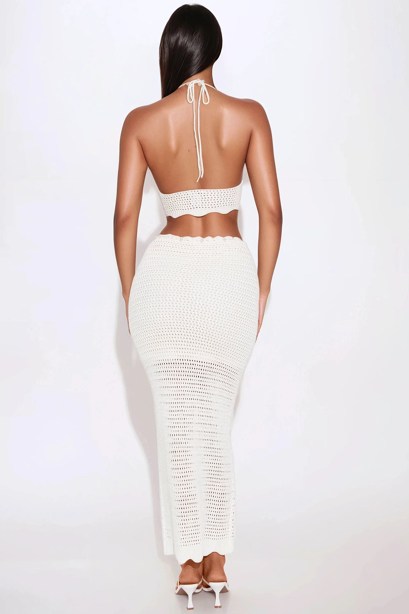 Del Mar Crochet Maxi Skirt Set - Cream - Image 3