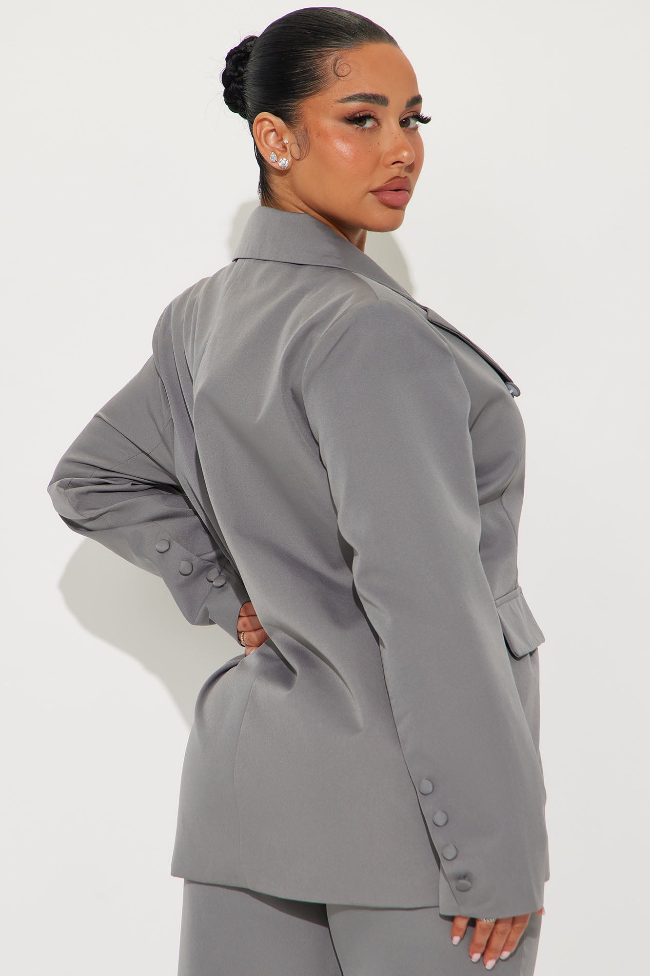 Office Behavior Oversized Blazer - Charcoal - Image 3