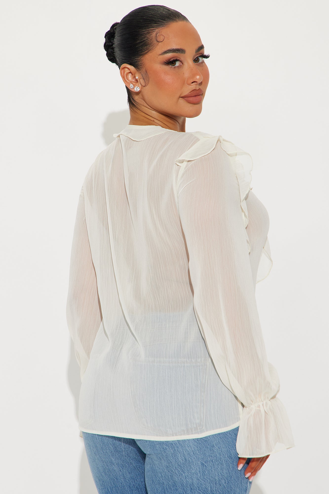 Azelie Chiffon Ruffle Top - Ivory - Image 3
