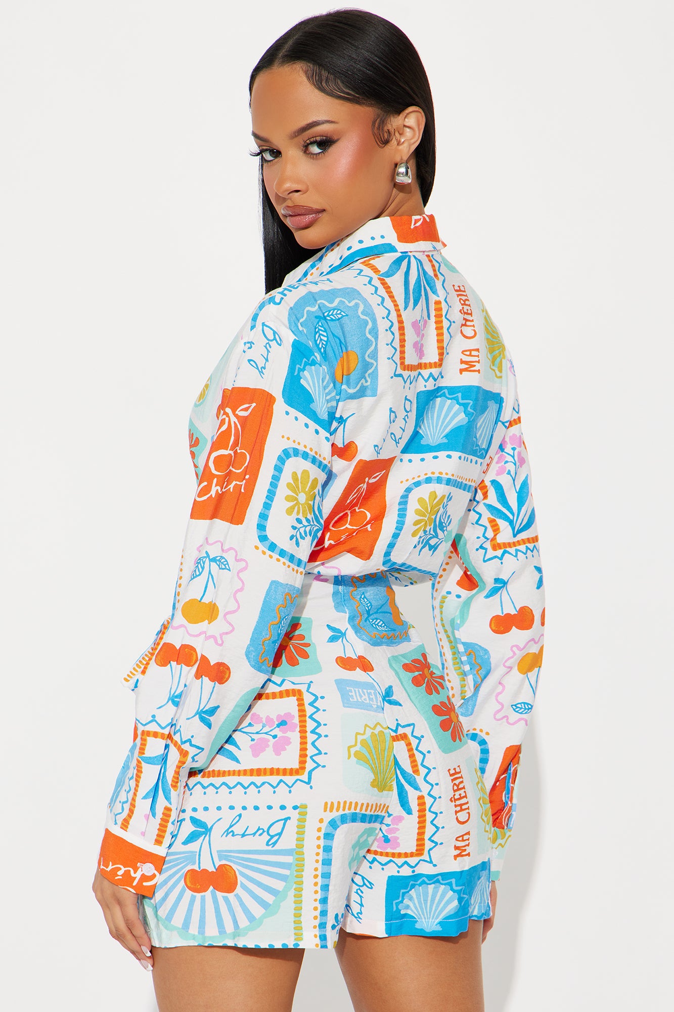 Santorini Skort Romper - White/Blue - Image 3