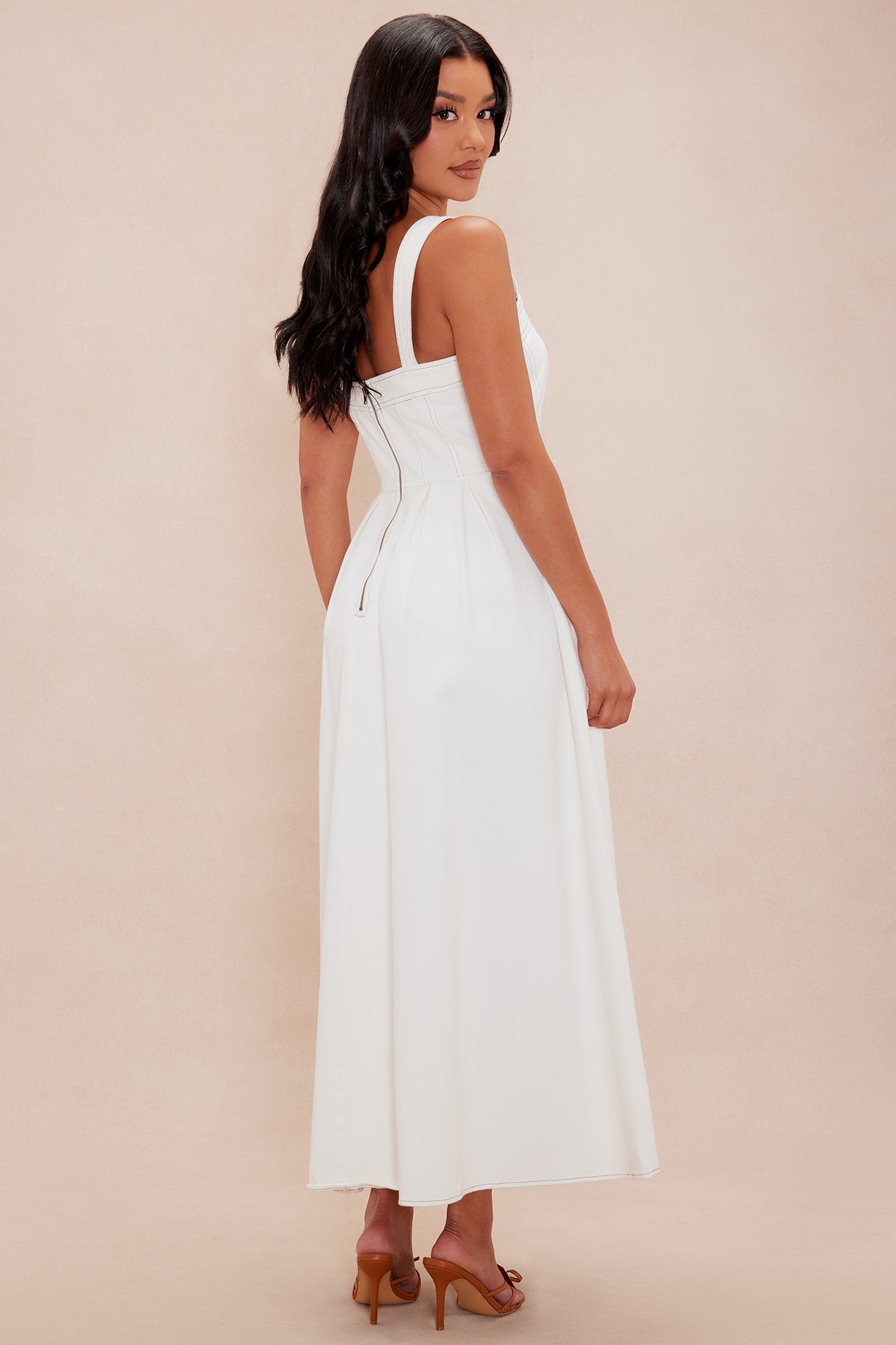 Andreah Denim Maxi Dress - White - Image 4