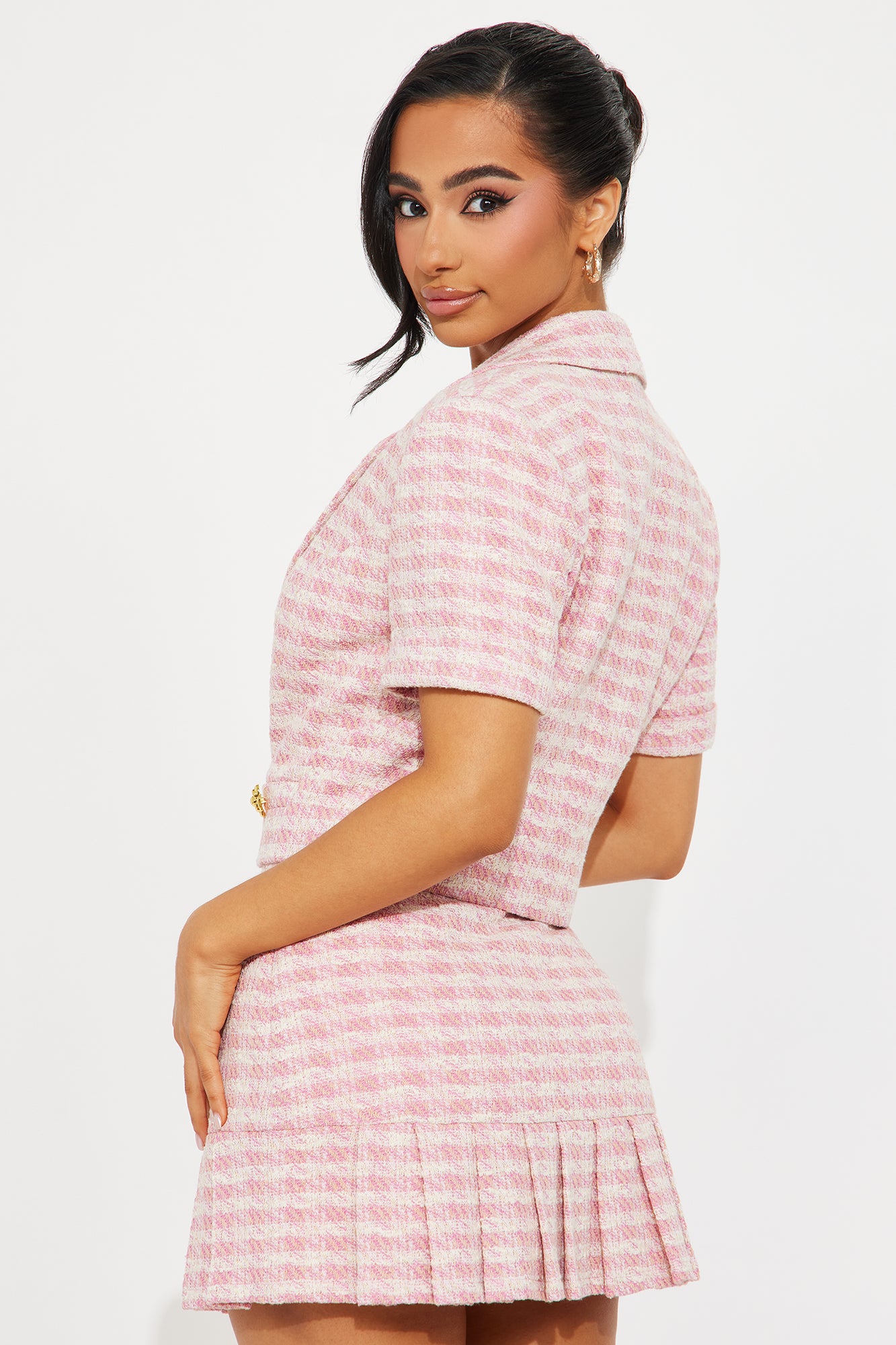 Baby Doll 3 Piece Plaid Mini Skirt Set  - Pink/combo - Image 4