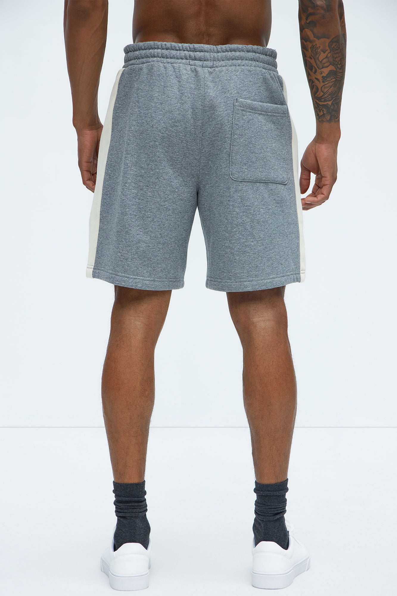 Tyson Oversized Heavyweight Striped Shorts - Heather Grey - Image 5