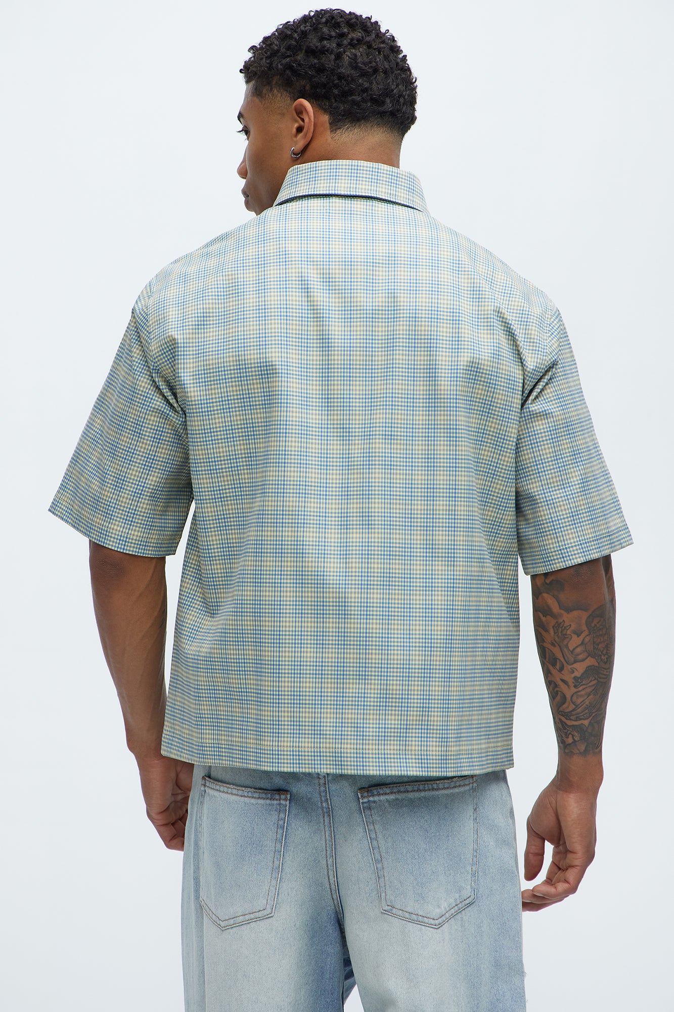 Cropped Pin Up Graphic Button Up Shirt - Green/combo - Image 4