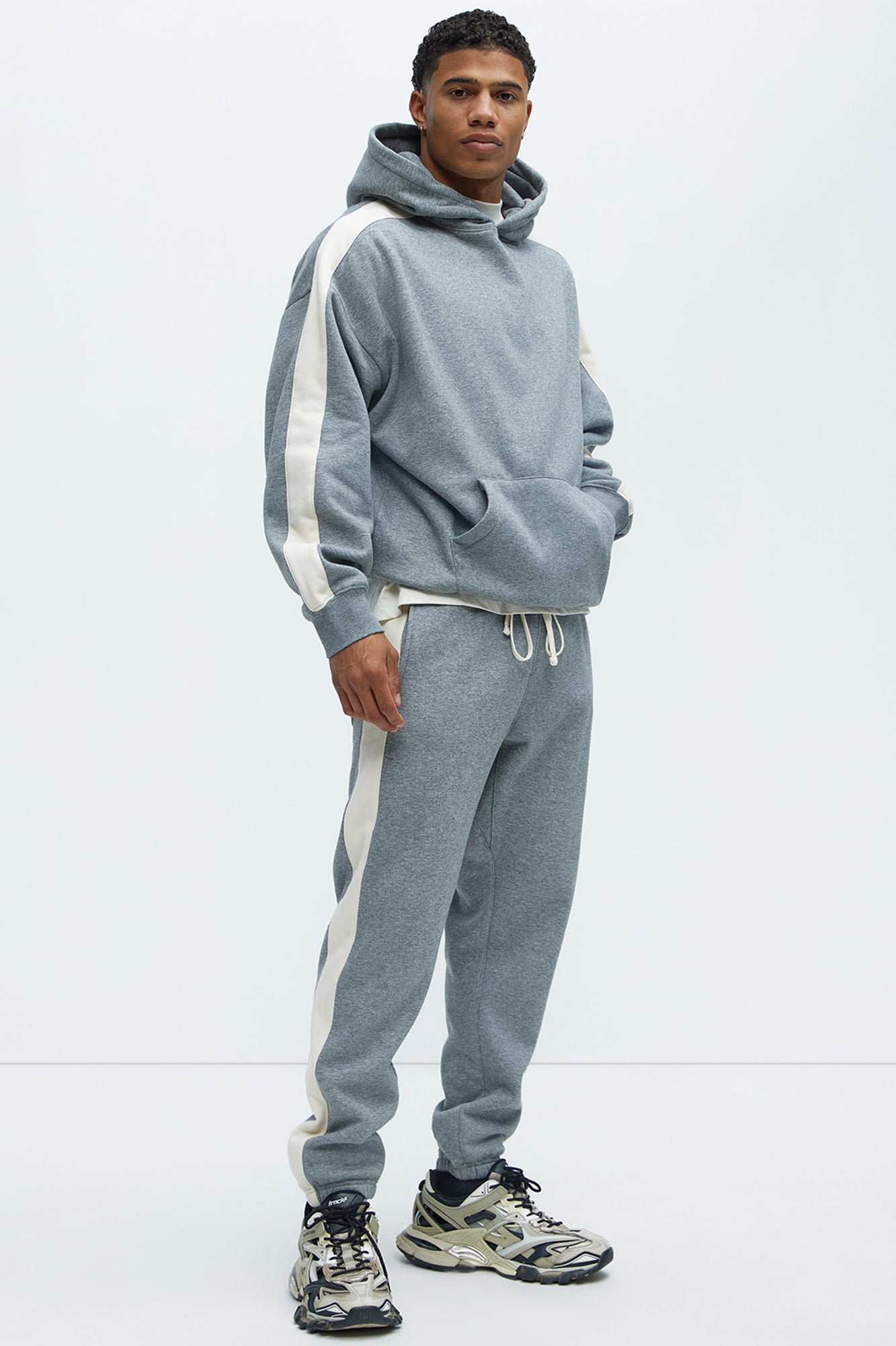 Tyson Heavyweight Striped Jogger - Heather Grey - Image 3