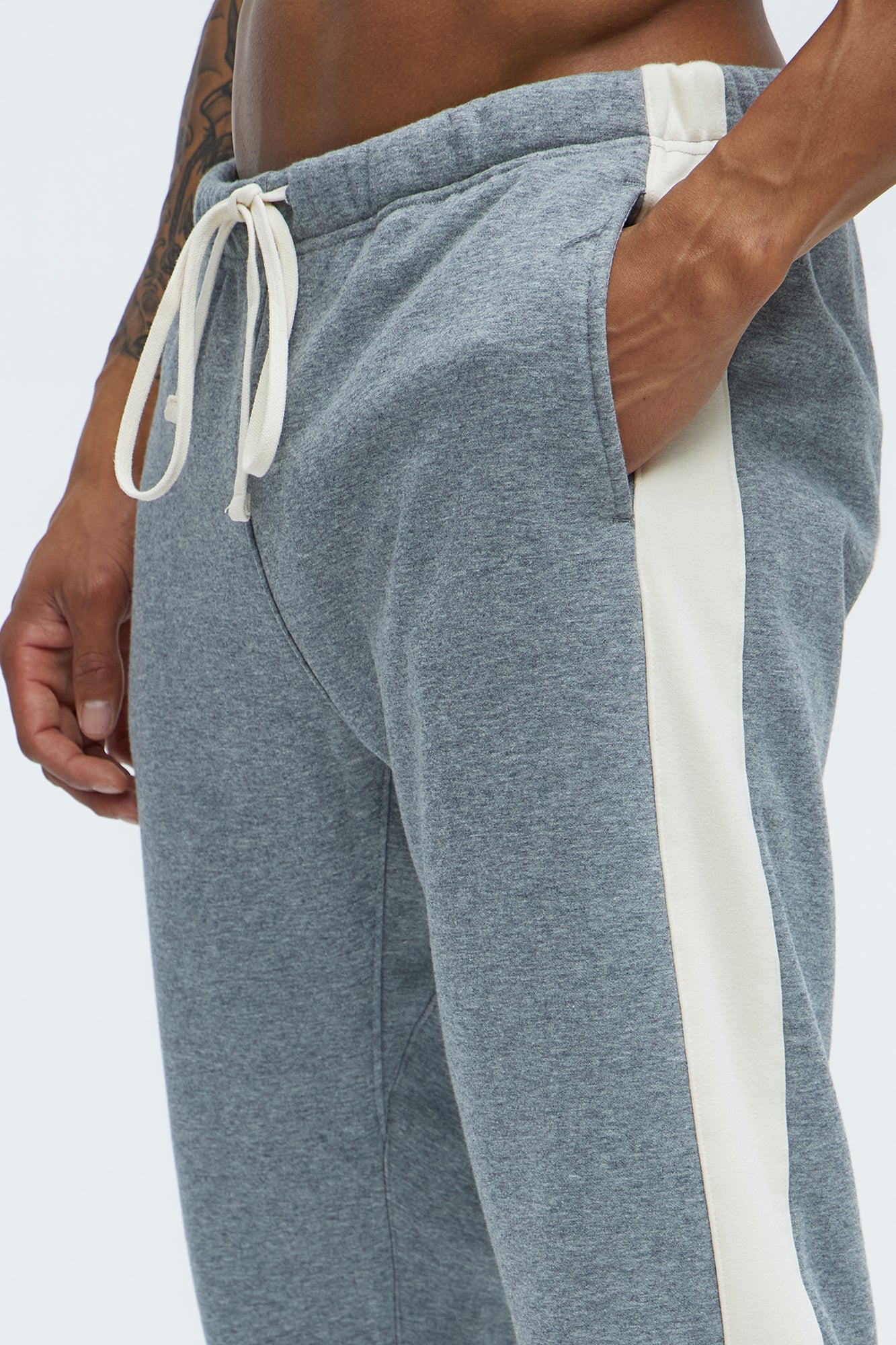 Tyson Heavyweight Striped Jogger - Heather Grey - Image 6
