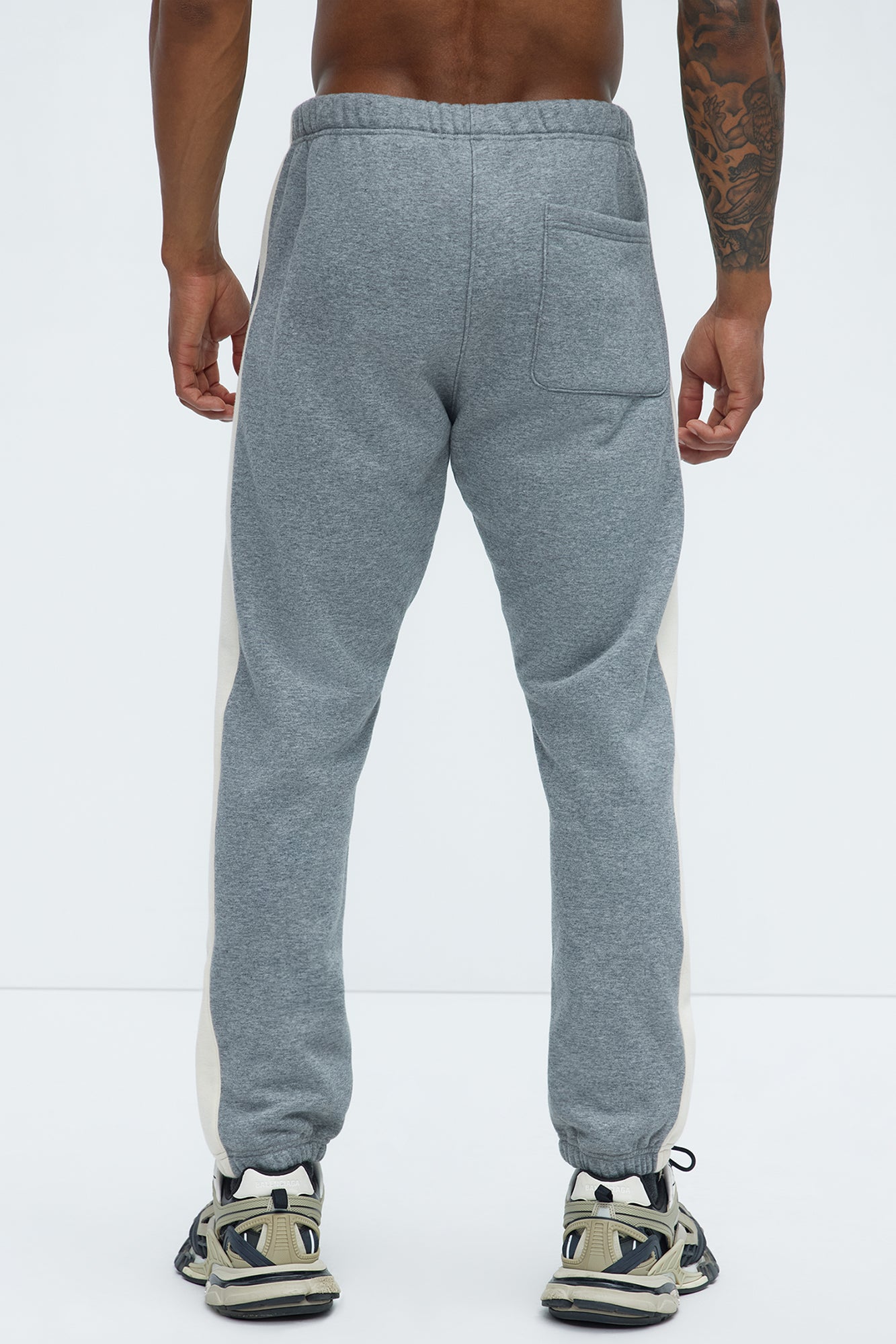 Tyson Heavyweight Striped Jogger - Heather Grey - Image 5