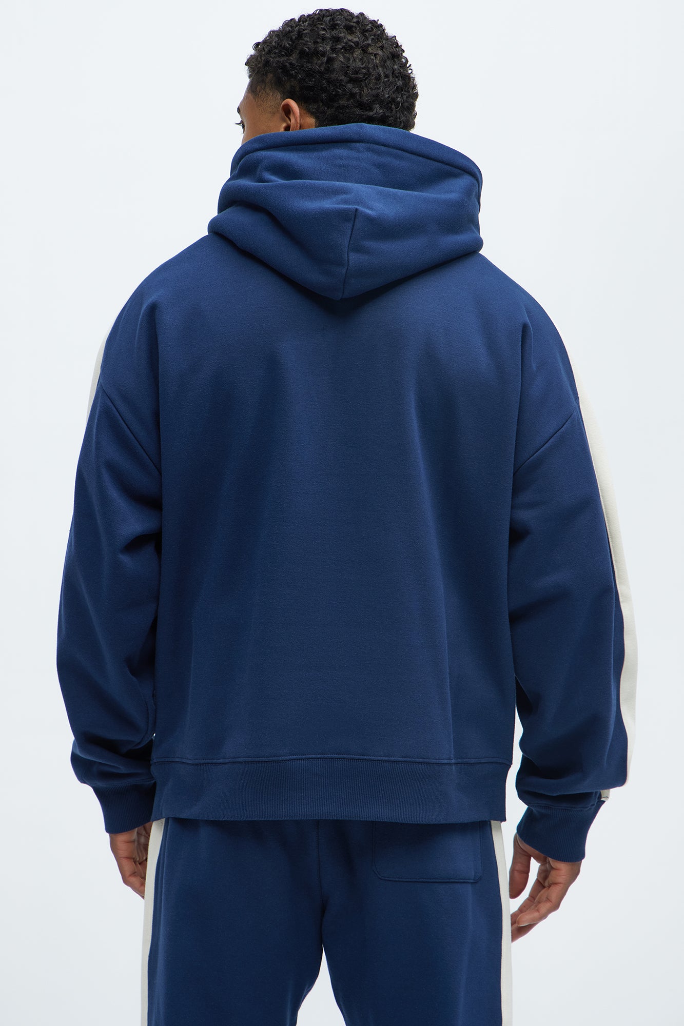Tyson Heavyweight Oversized Striped Hoodie - Navy - Image 4