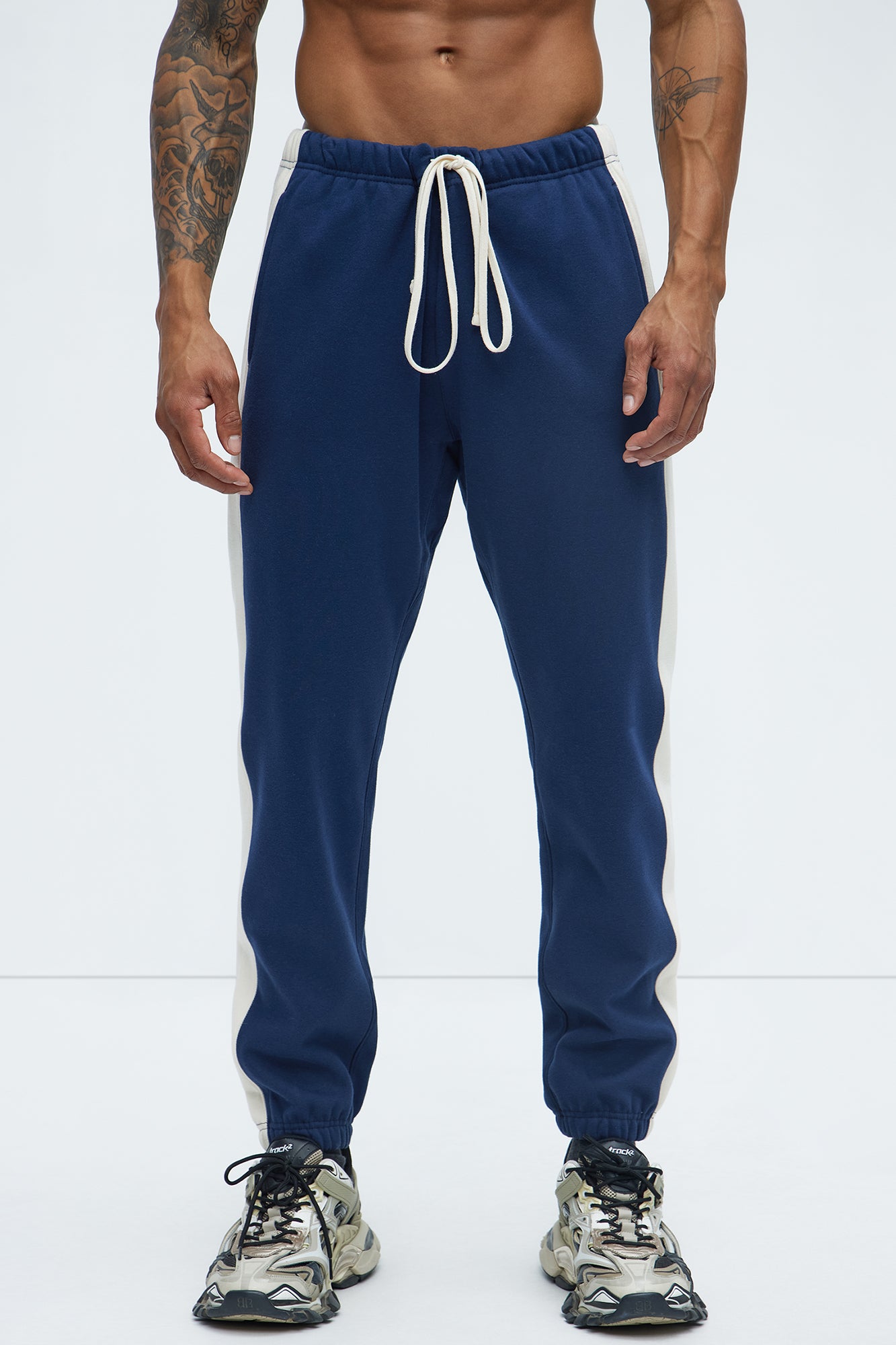 Tyson Heavyweight Striped Jogger - Navy - Image 4