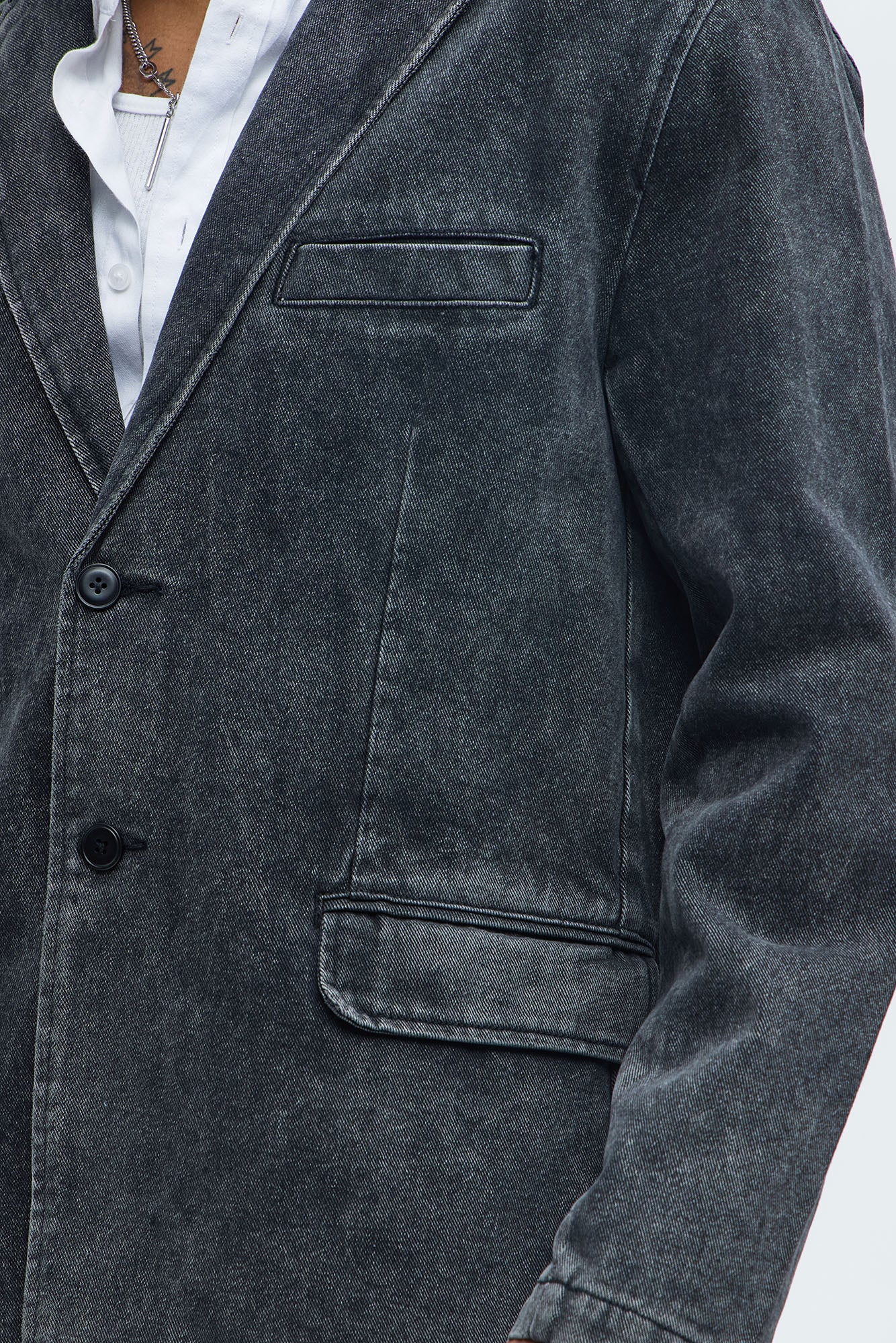Belle Denim Blazer - Black Wash - Image 4