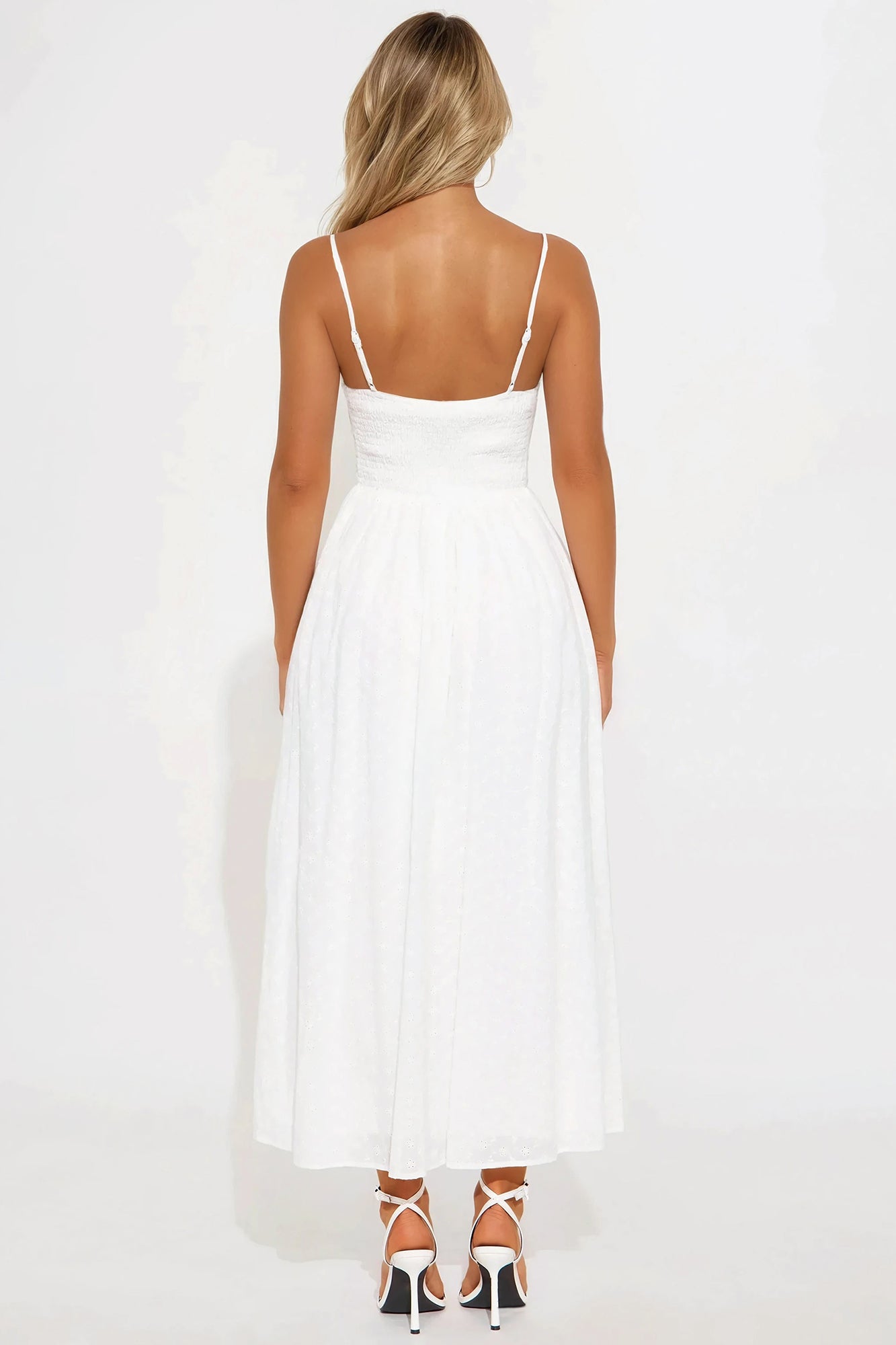 Afternoon Stroll Eyelet Midi Dress - White - Image 3