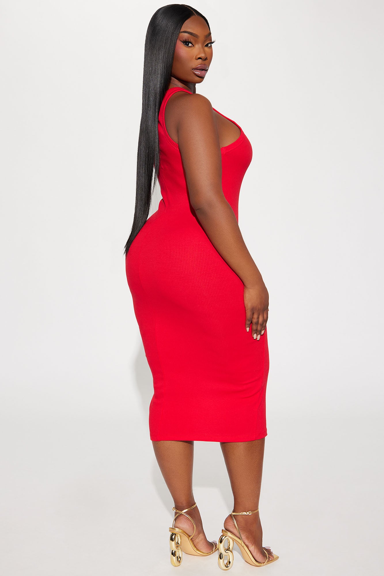 Mila Midi Dress - Red - Image 7