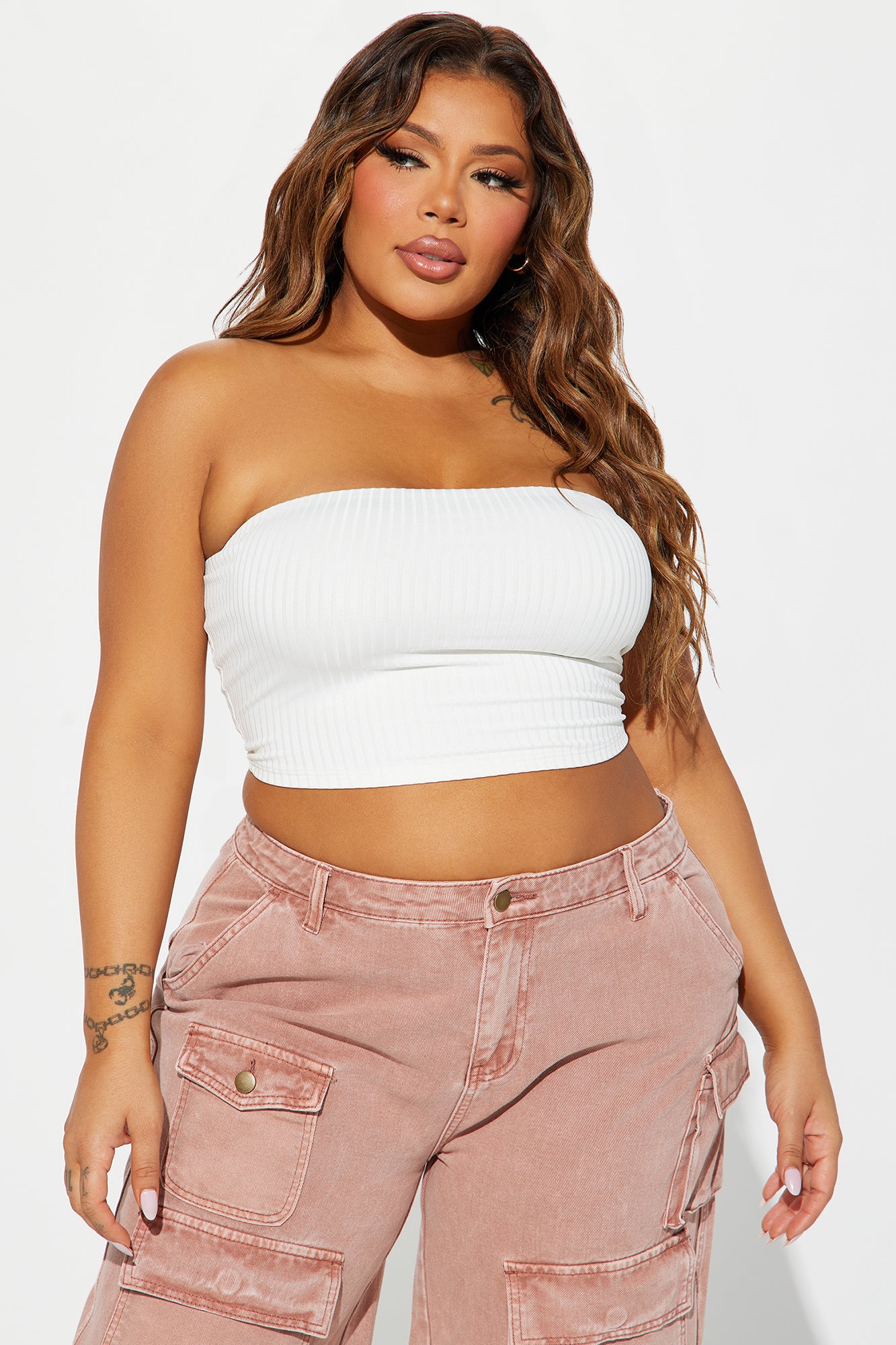 Masha Double Lined Ribbed Tube Top - White - Image 4