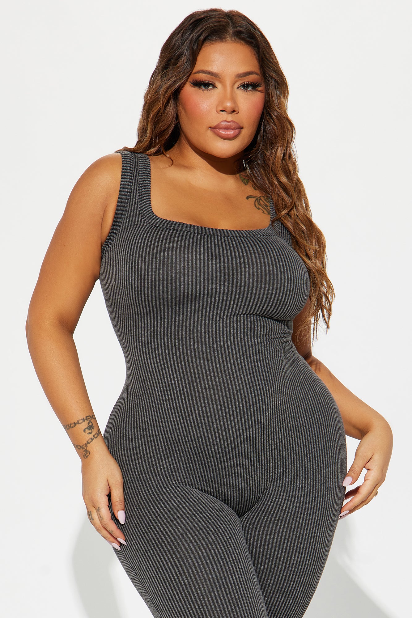 Thinking It Over 2 Piece Jumpsuit Set - Charcoal - Image 7