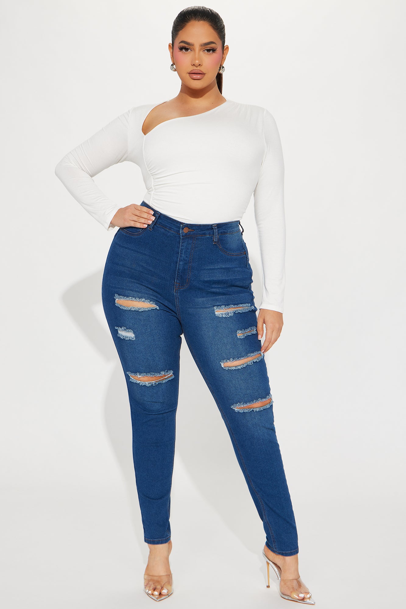 Back It Up Ripped Booty Lifting Stretch Skinny Jeans - Dark Wash - Image 5