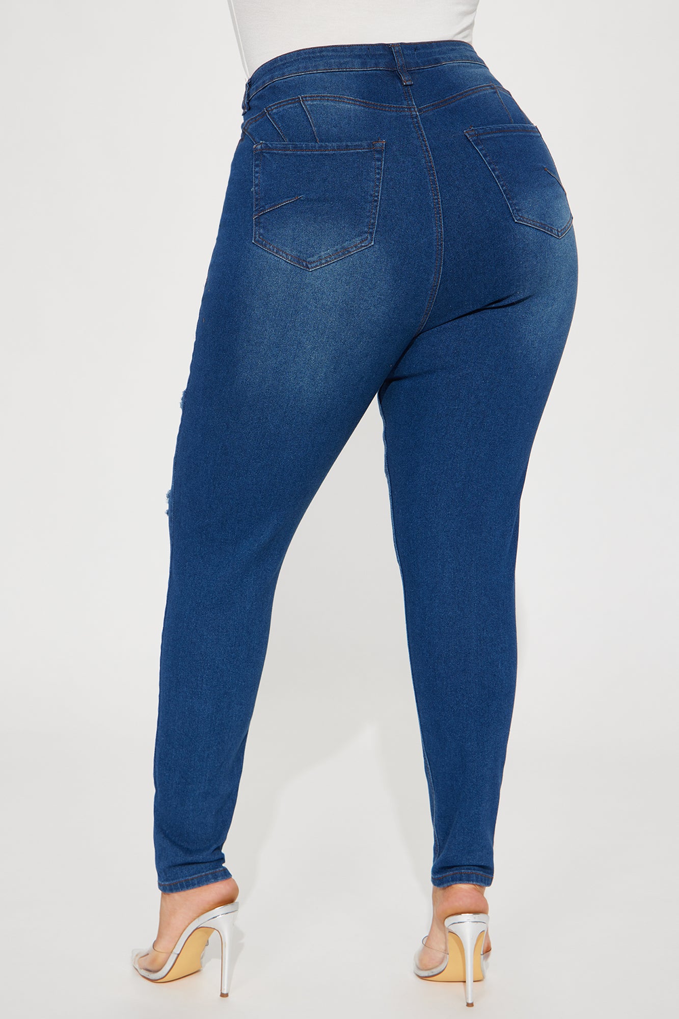 Back It Up Ripped Booty Lifting Stretch Skinny Jeans - Dark Wash - Image 7