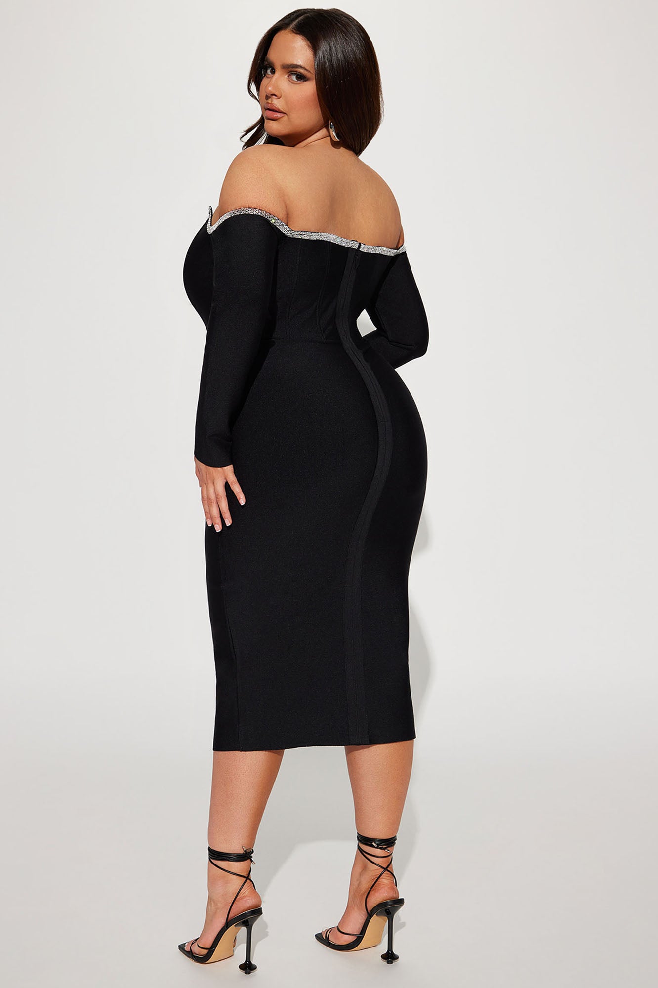 Shaken Not Stirred Bandage Midi Dress - Black - Image 6