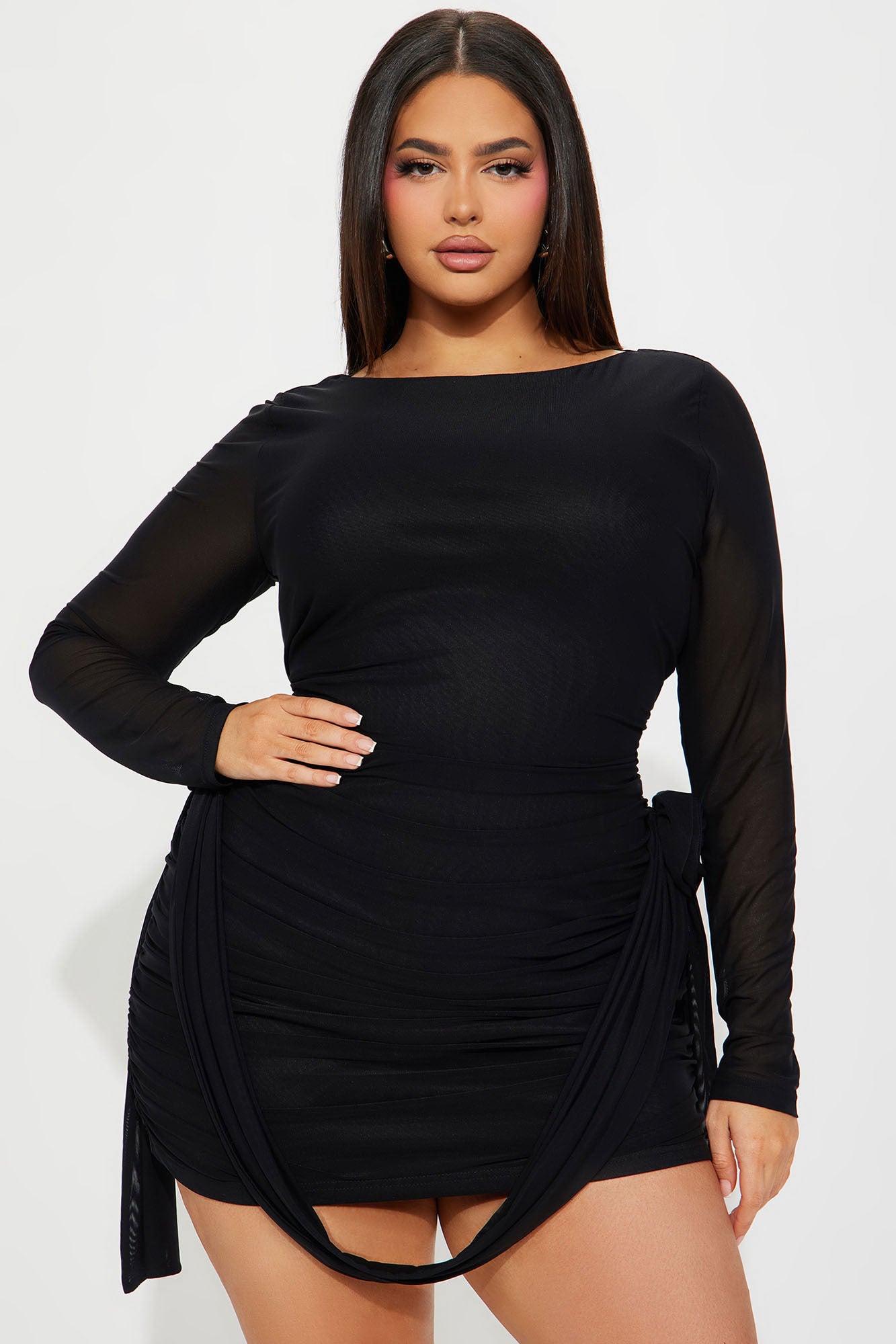 Adeline Mesh Mini Dress - Black - Image 6