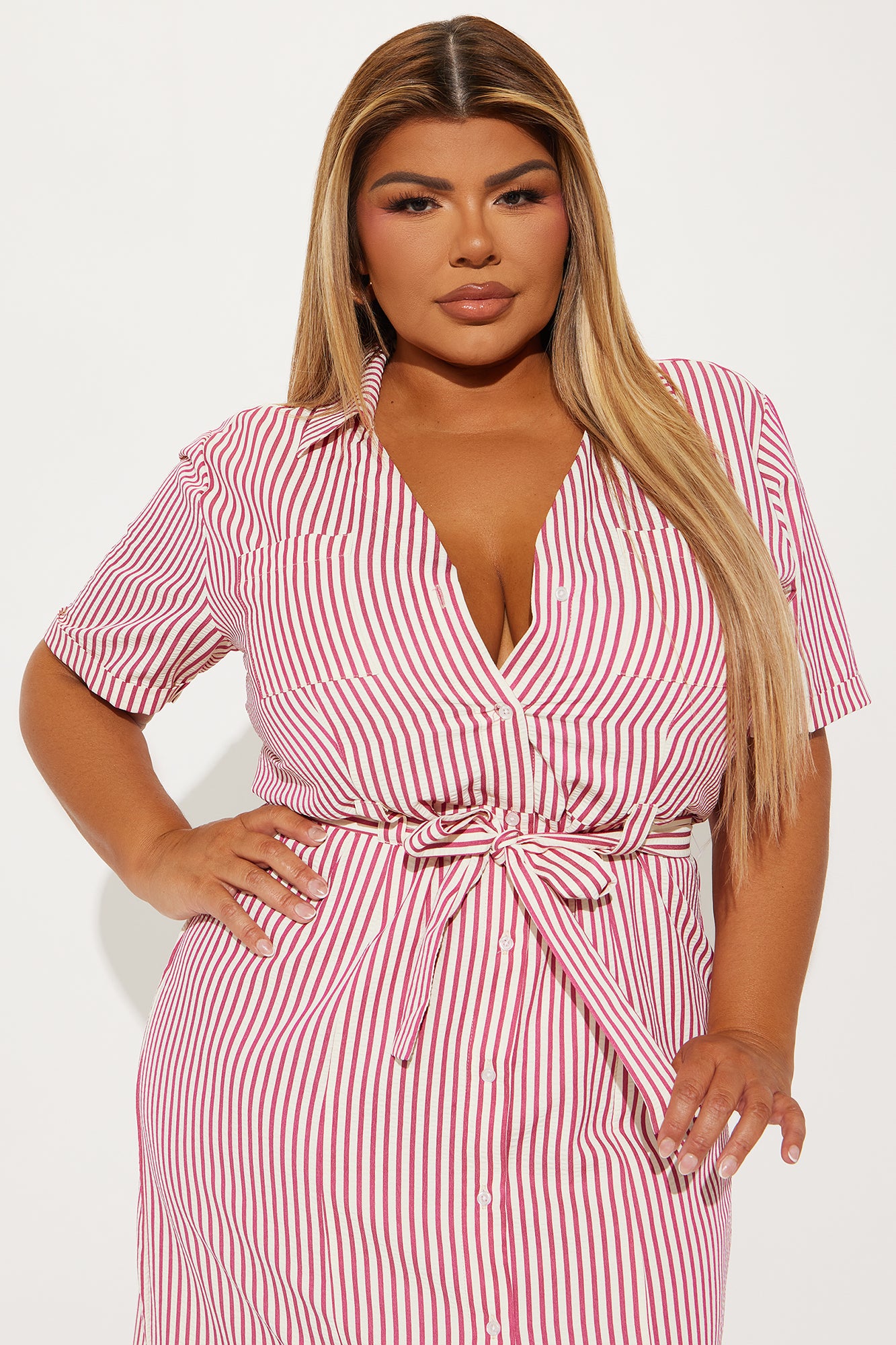 Beach House Getaway Striped Midi Dress - Red/combo - Image 5