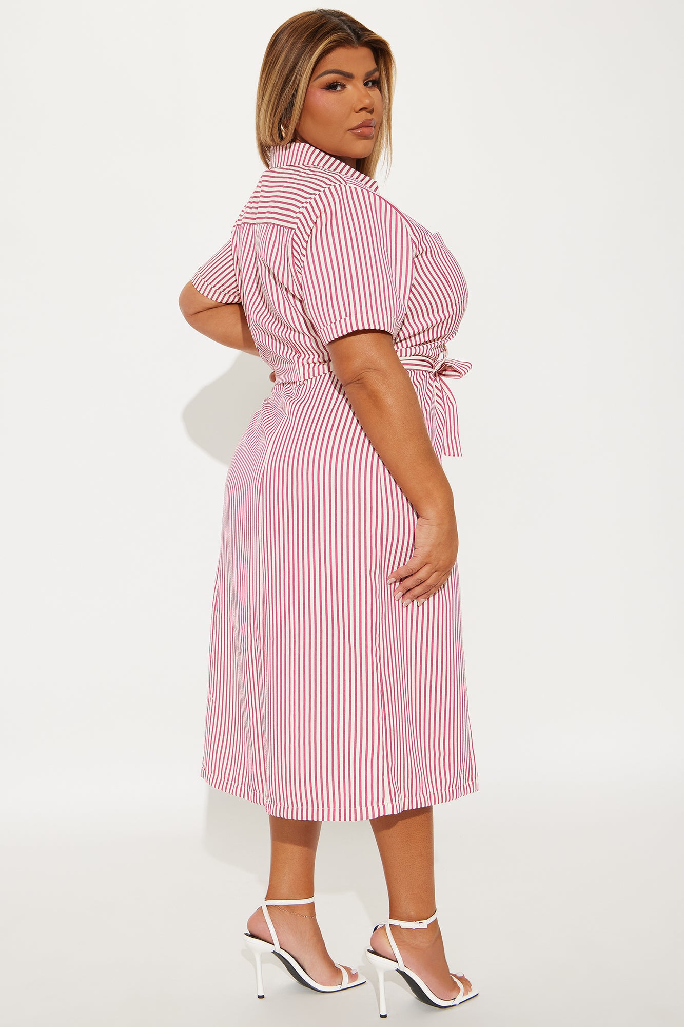 Beach House Getaway Striped Midi Dress - Red/combo - Image 6