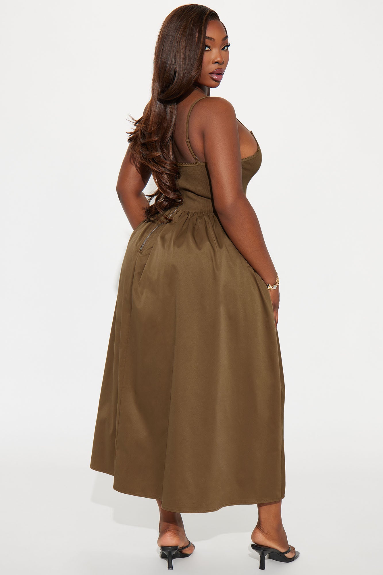 Classic Midi Dress - Brown - Image 6