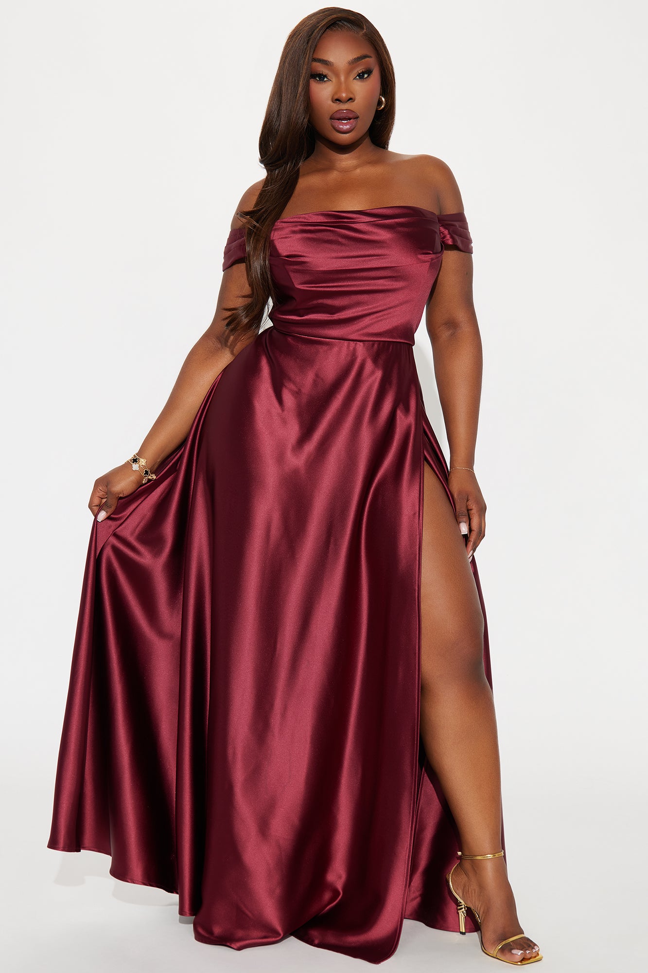 Rosalee Satin Gown - Wine - Image 4