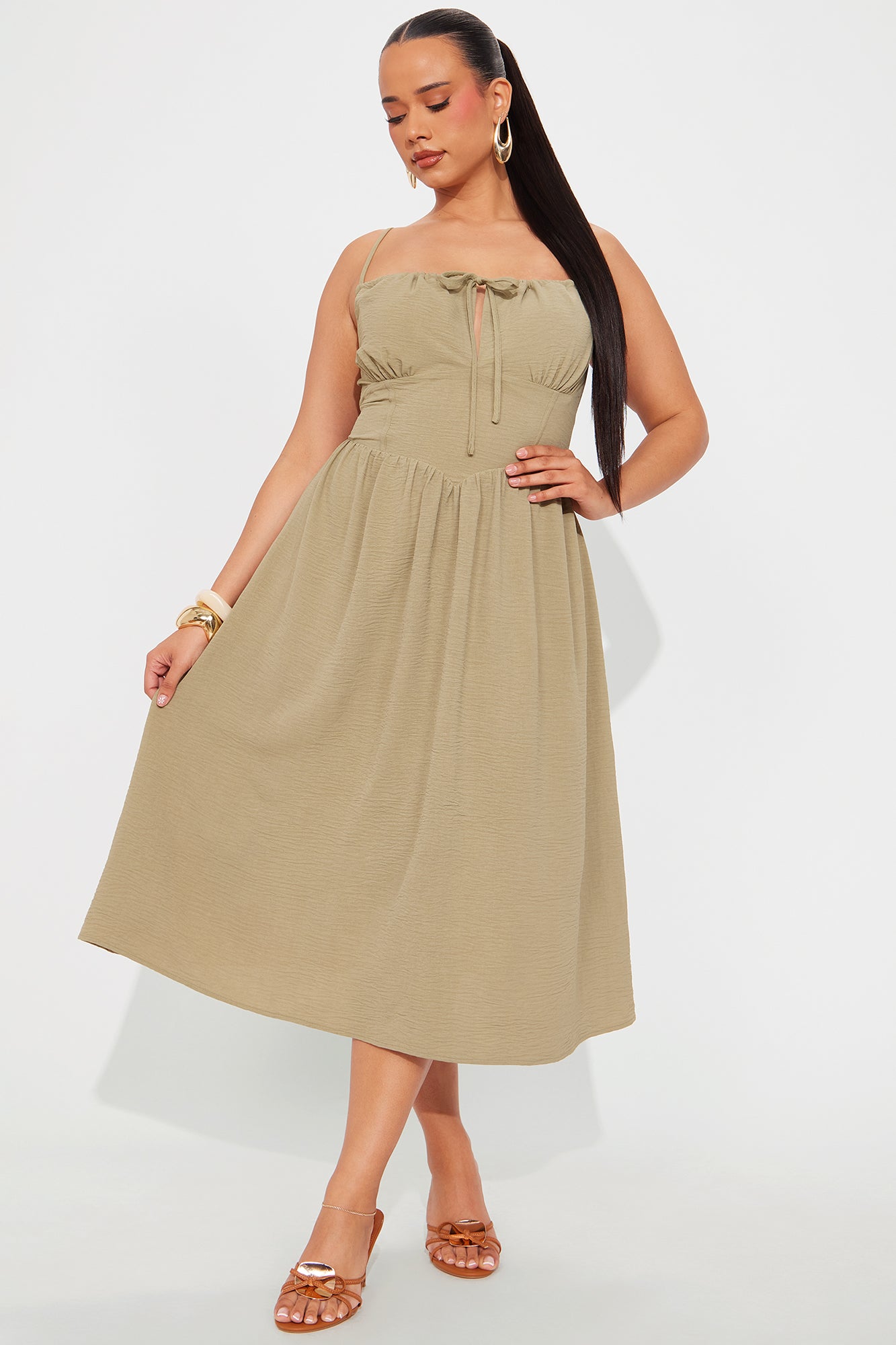 Amalfi Summer Midi Dress - Sage - Image 4