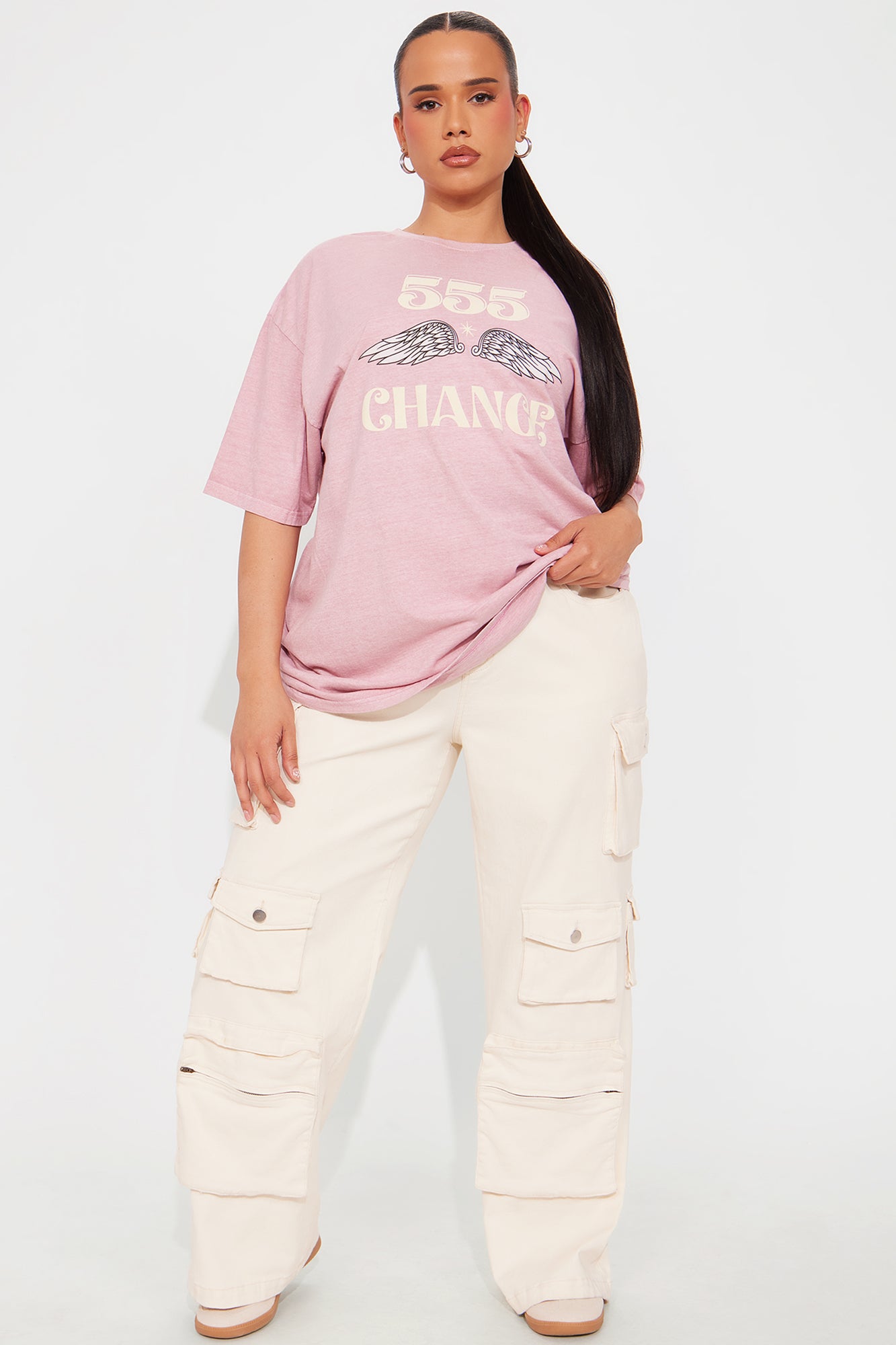 Accept Change 555 Washed Oversized Tee - Mauve - Image 5