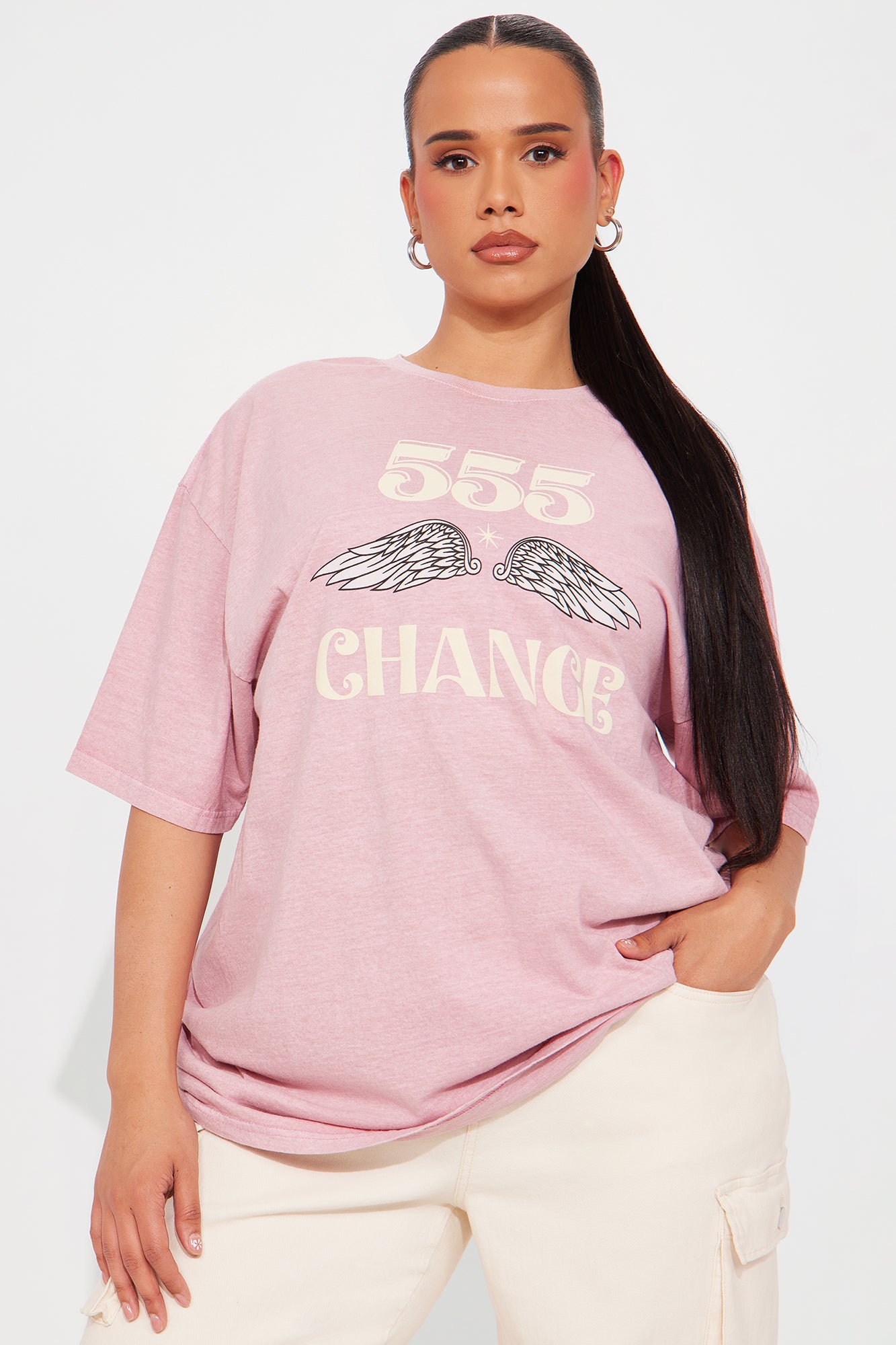 Accept Change 555 Washed Oversized Tee - Mauve - Image 4