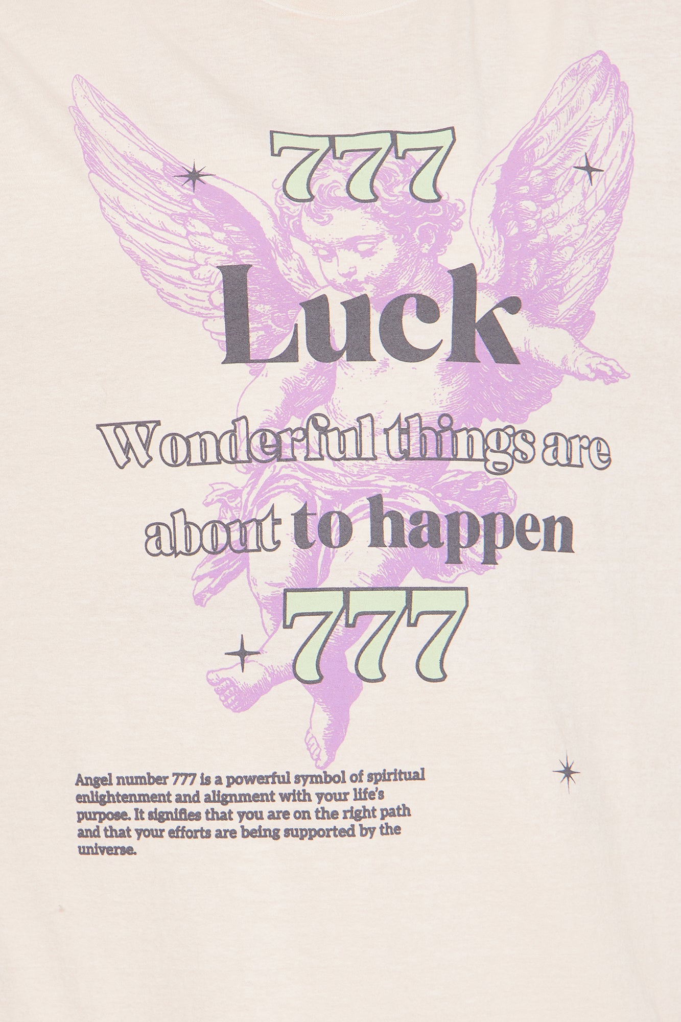 Angel Luck 777 Washed Oversized Tee - Natural - Image 7